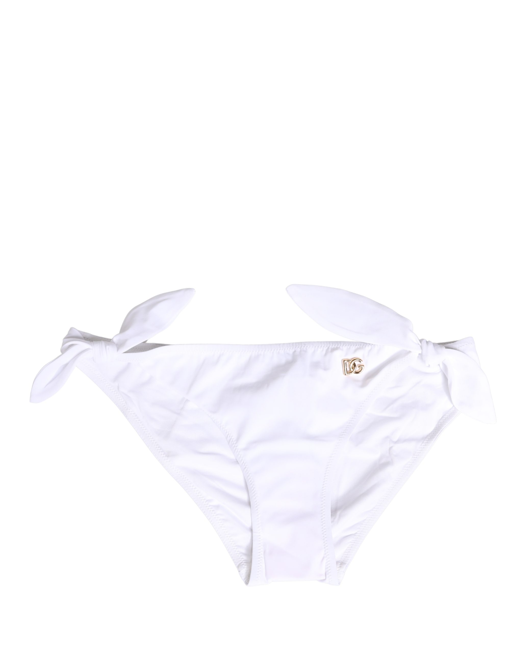 Dolce & Gabbana White Nylon DG Logo Plaque Bikini Bottom Swimwear - Image 2