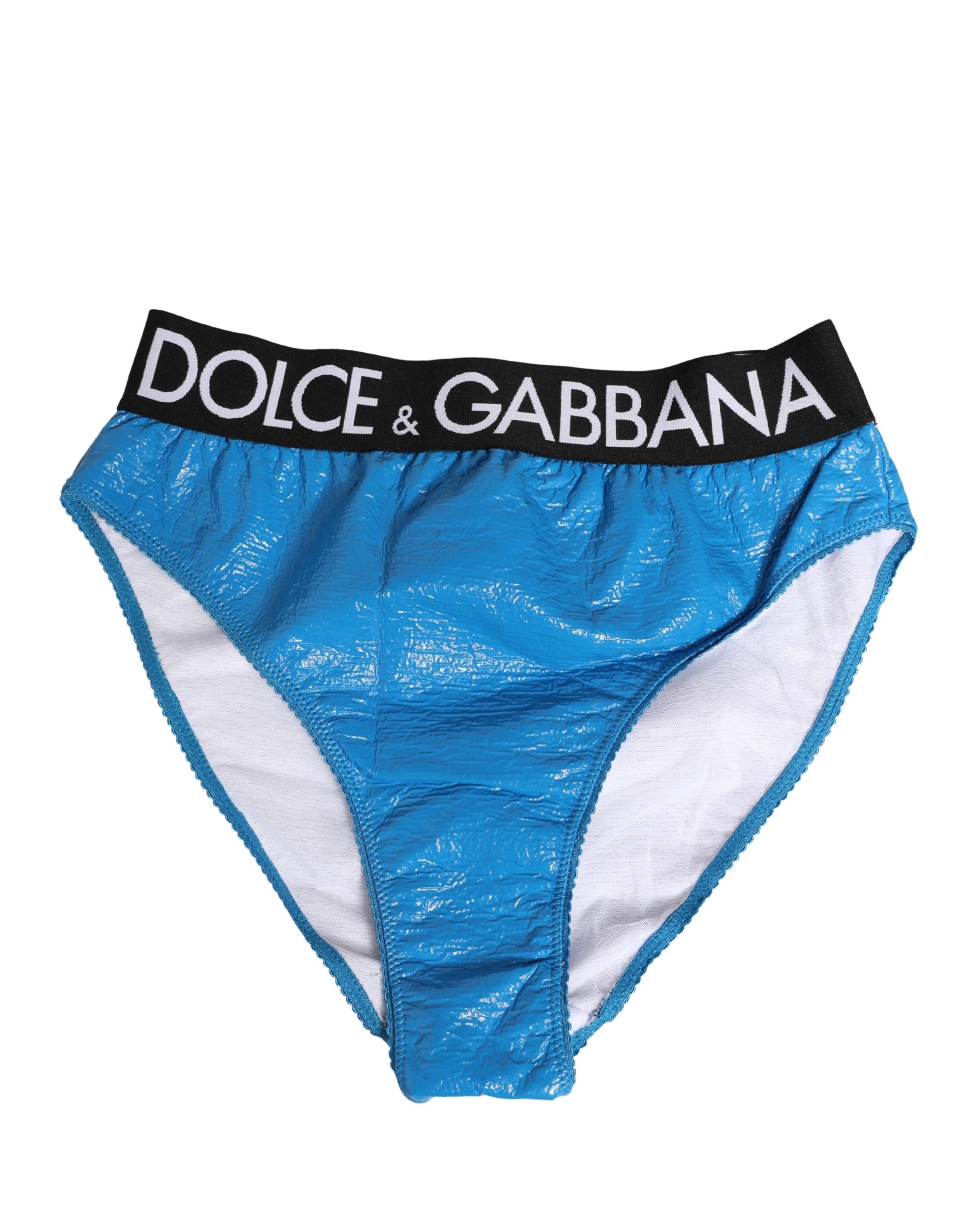Dolce & Gabbana Blue Logo Waistband High Waist Brief Underwear - Image 2
