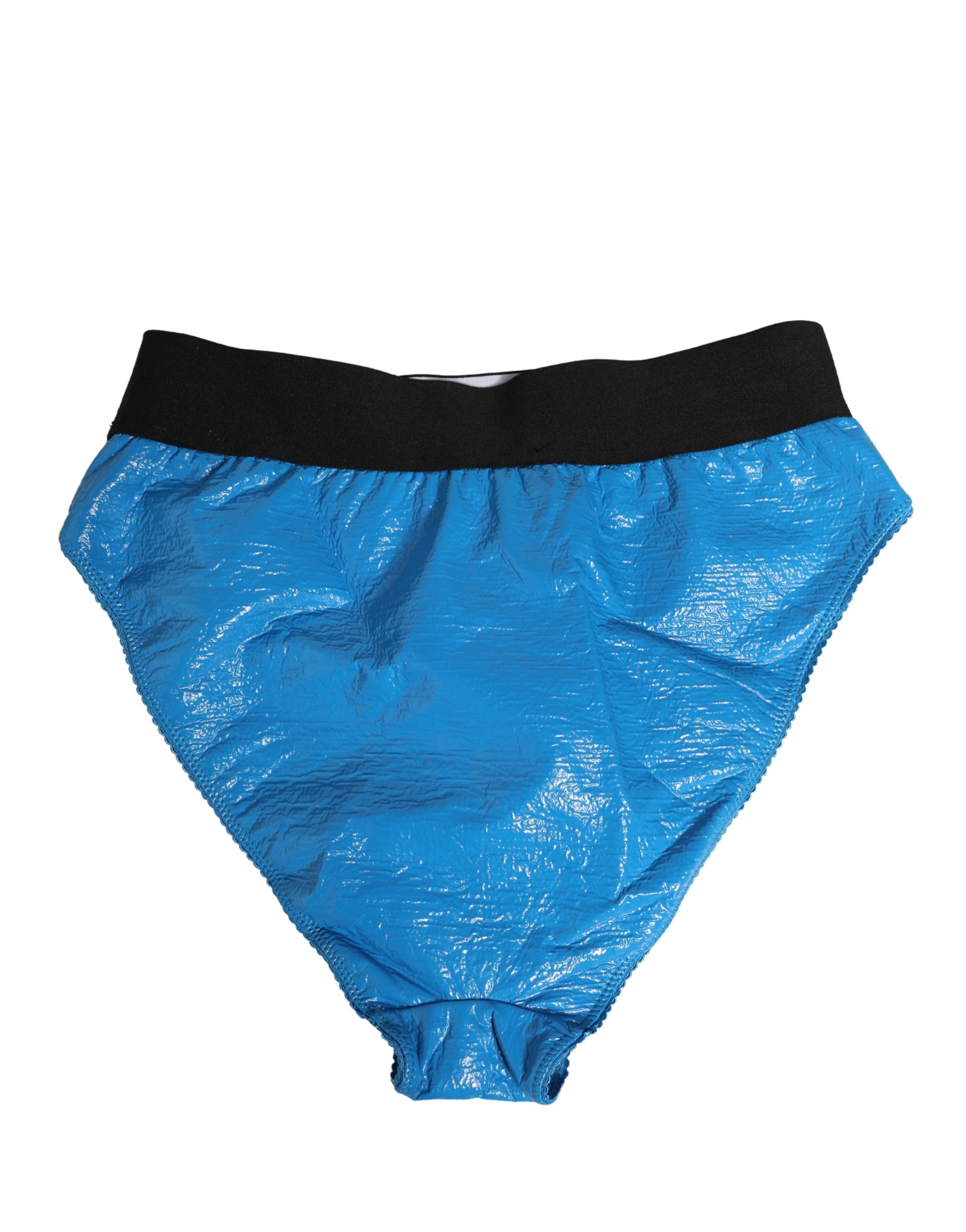 Dolce & Gabbana Blue Logo Waistband High Waist Brief Underwear - Image 4