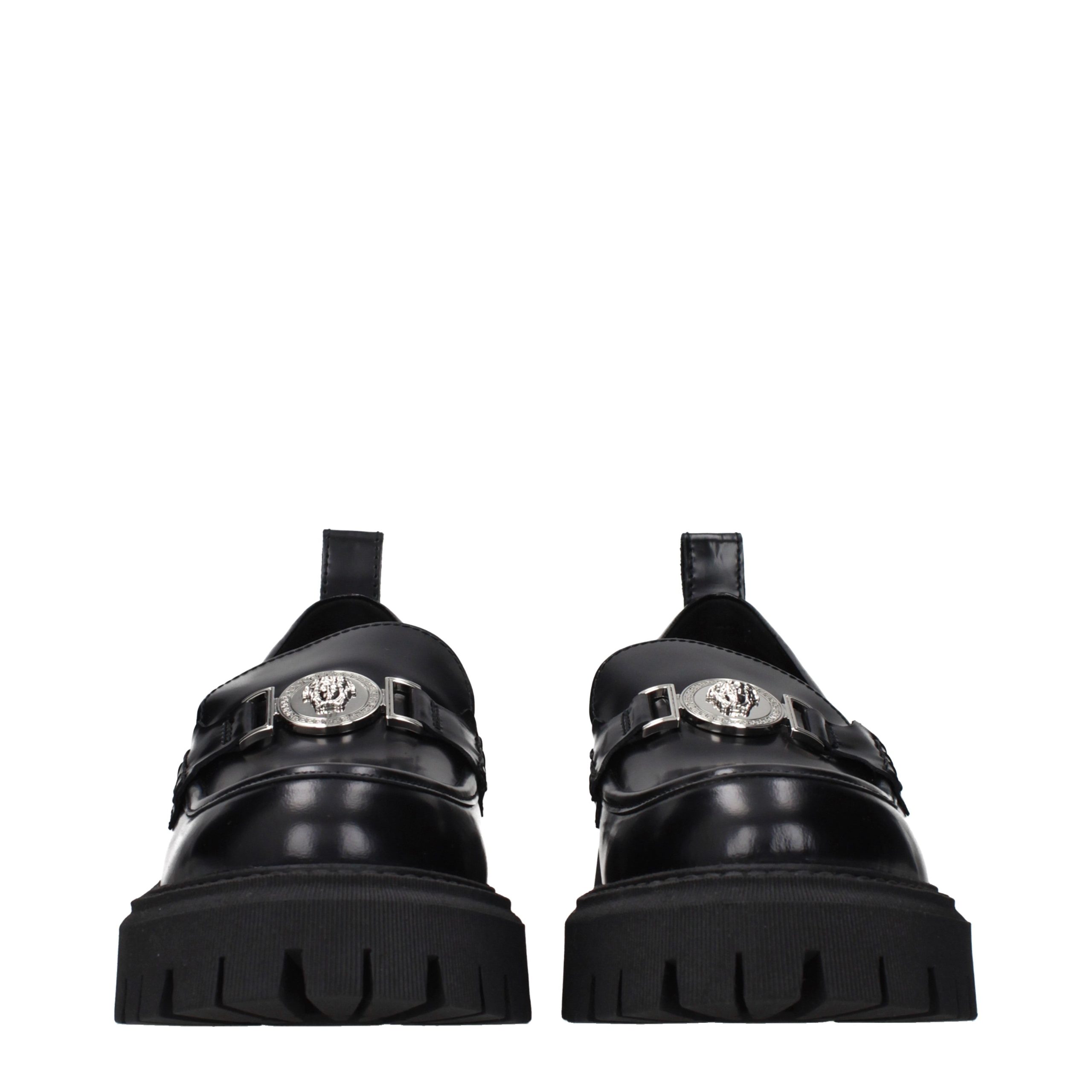Versace Black Leather Platform Loafers - Image 3