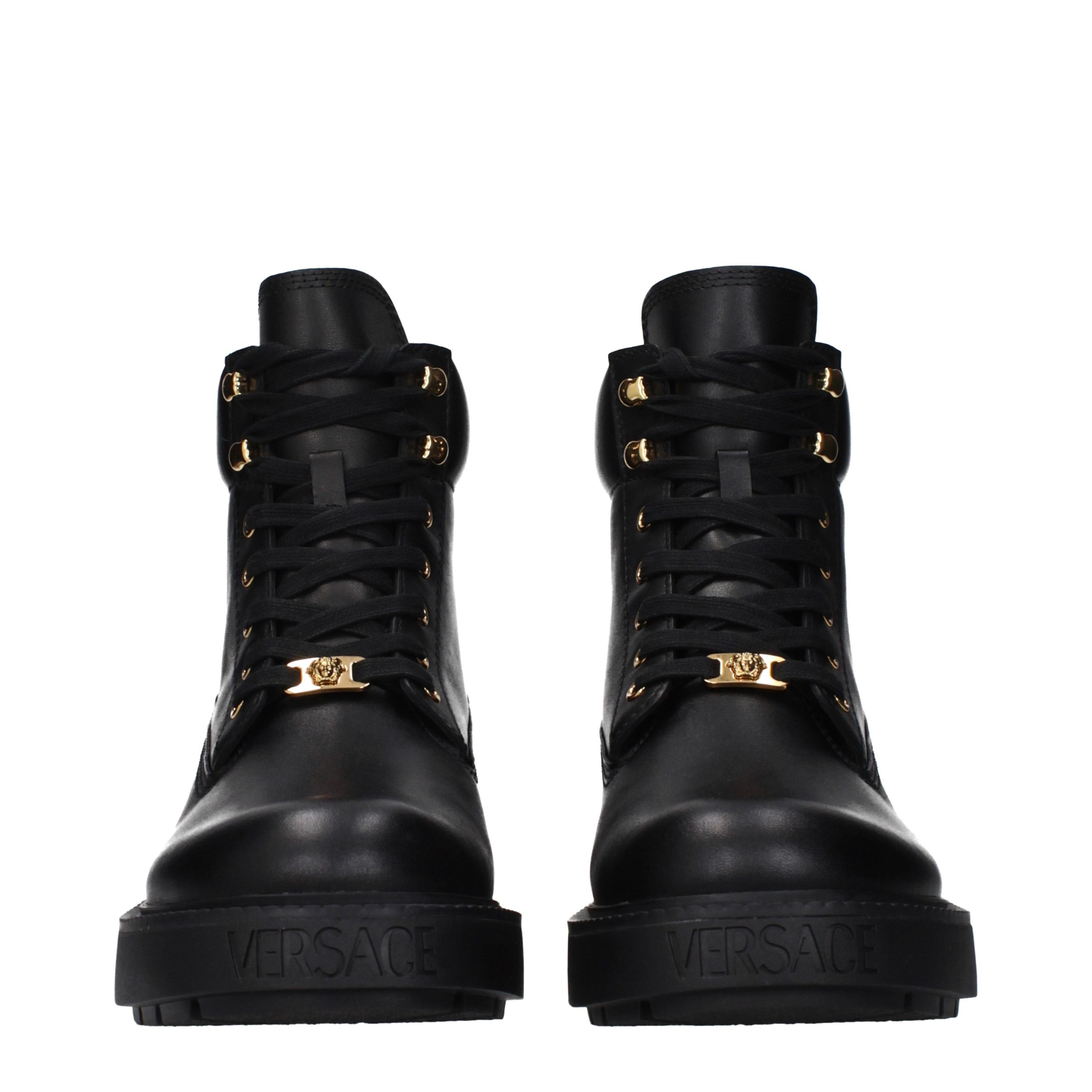 Versace Black Leather Ankle Boots - Image 3