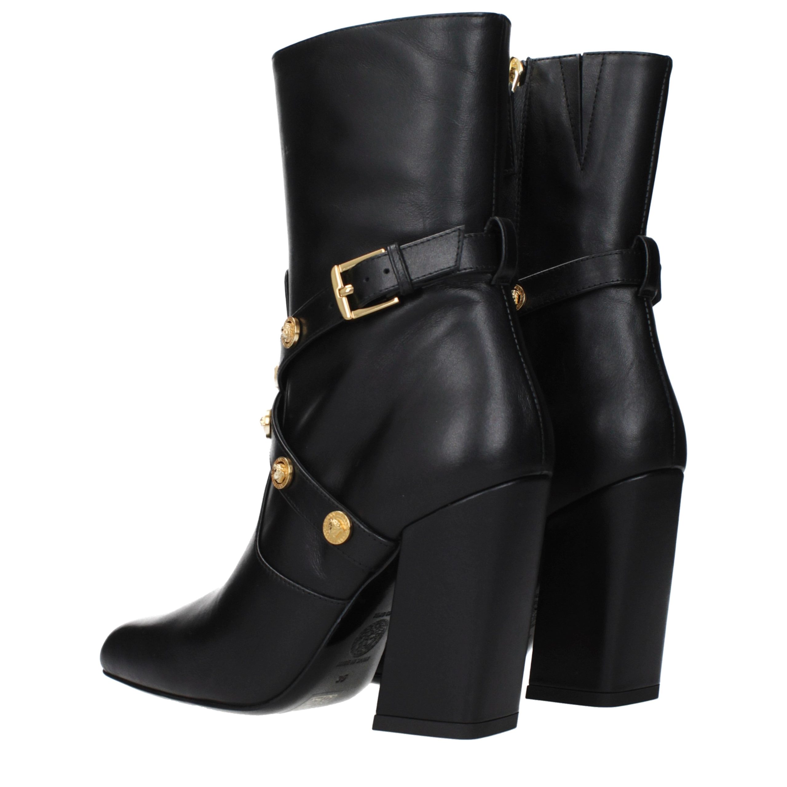 Versace Black Leather Ankle Boots - Image 4