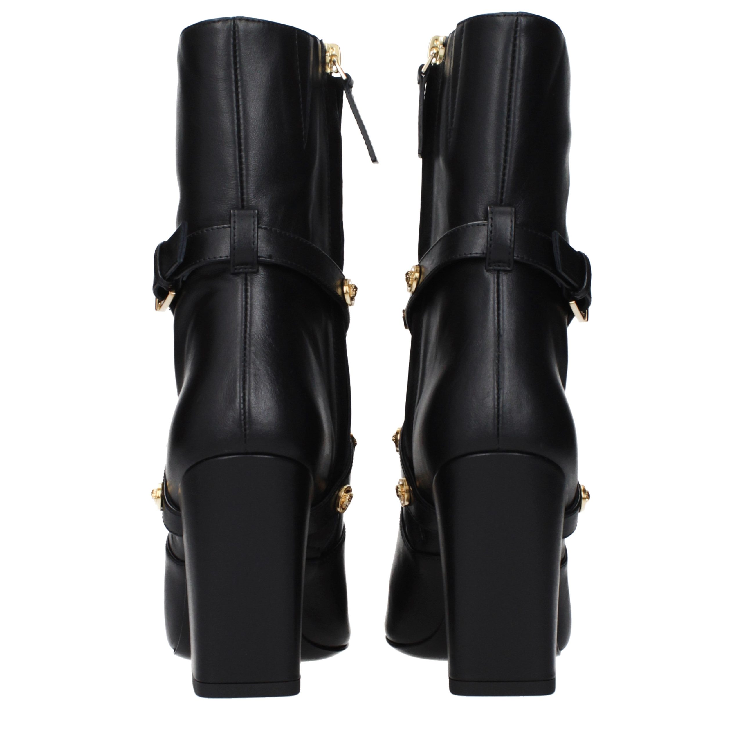 Versace Black Leather Ankle Boots - Image 5