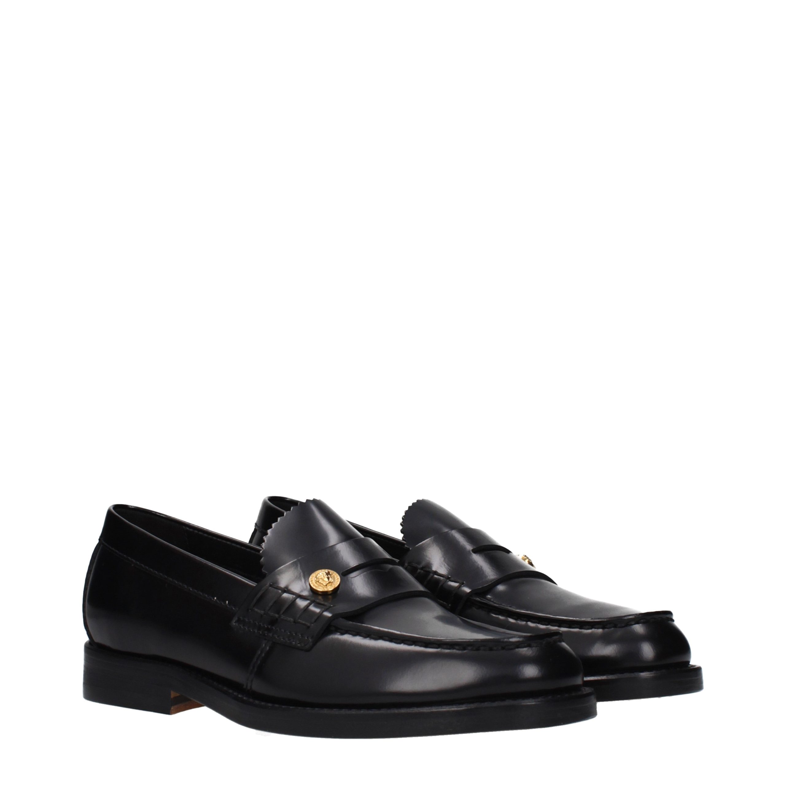 Versace Black Leather Slip-On Loafers - Image 2