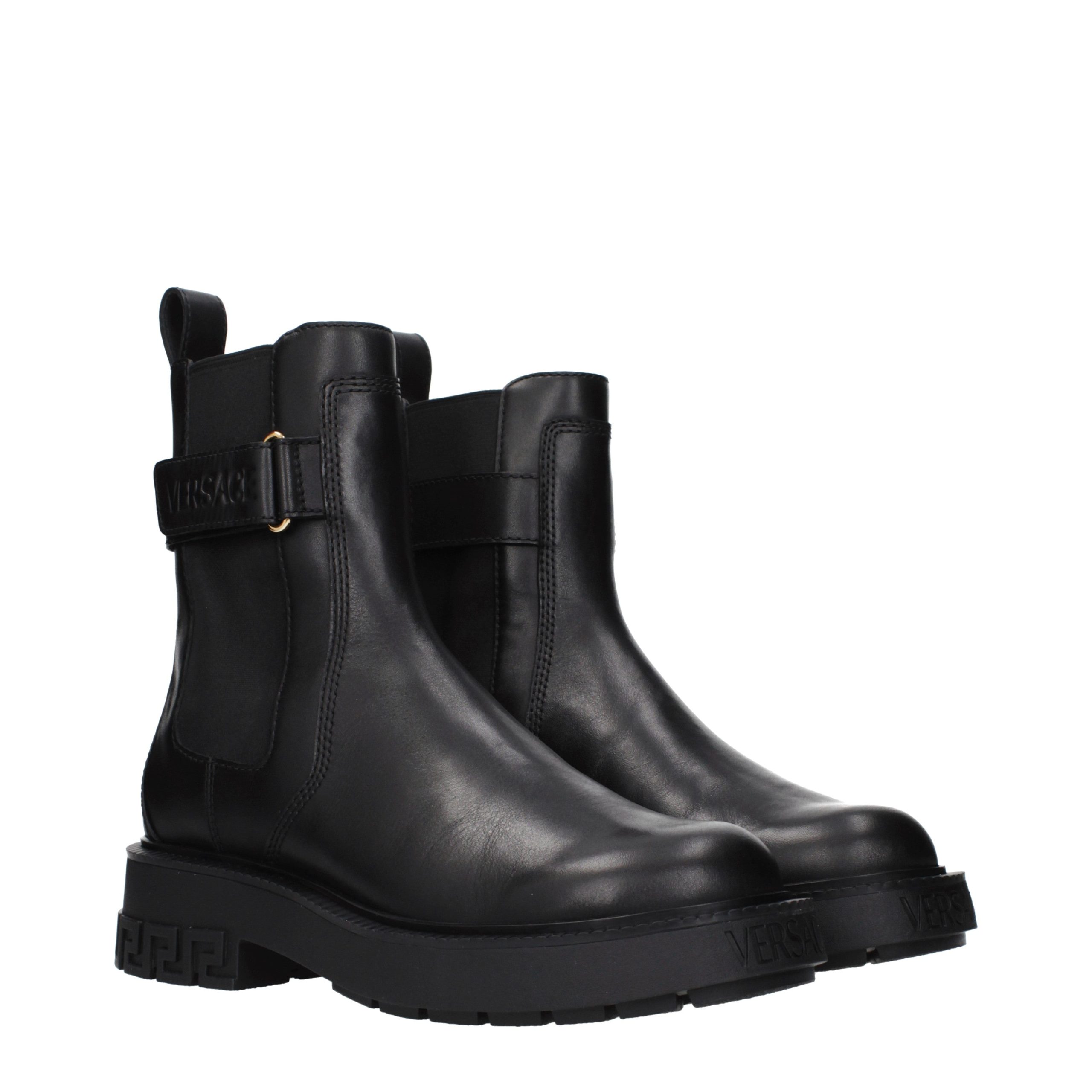 Versace Black Leather Ankle Boots - Image 2