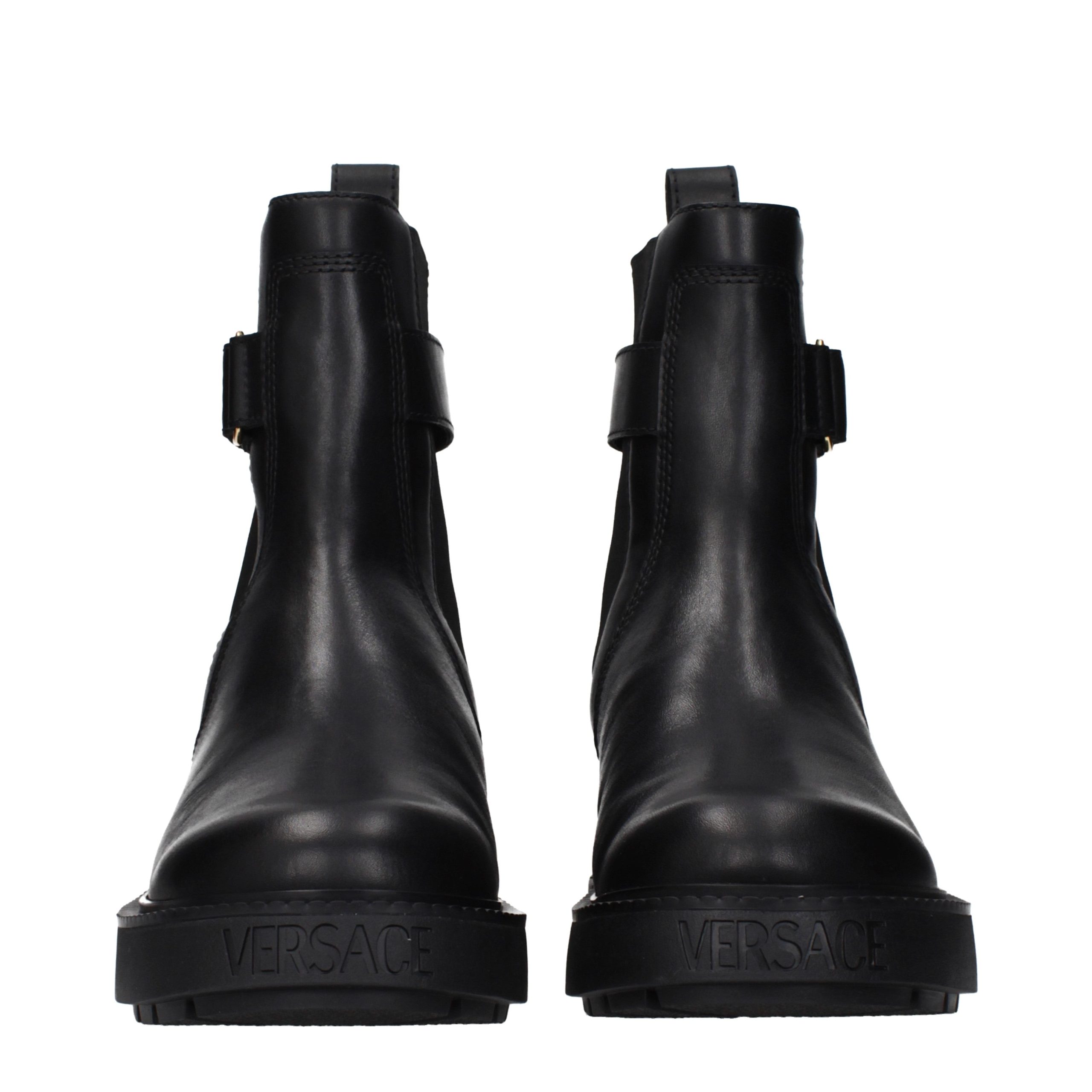 Versace Black Leather Ankle Boots - Image 3