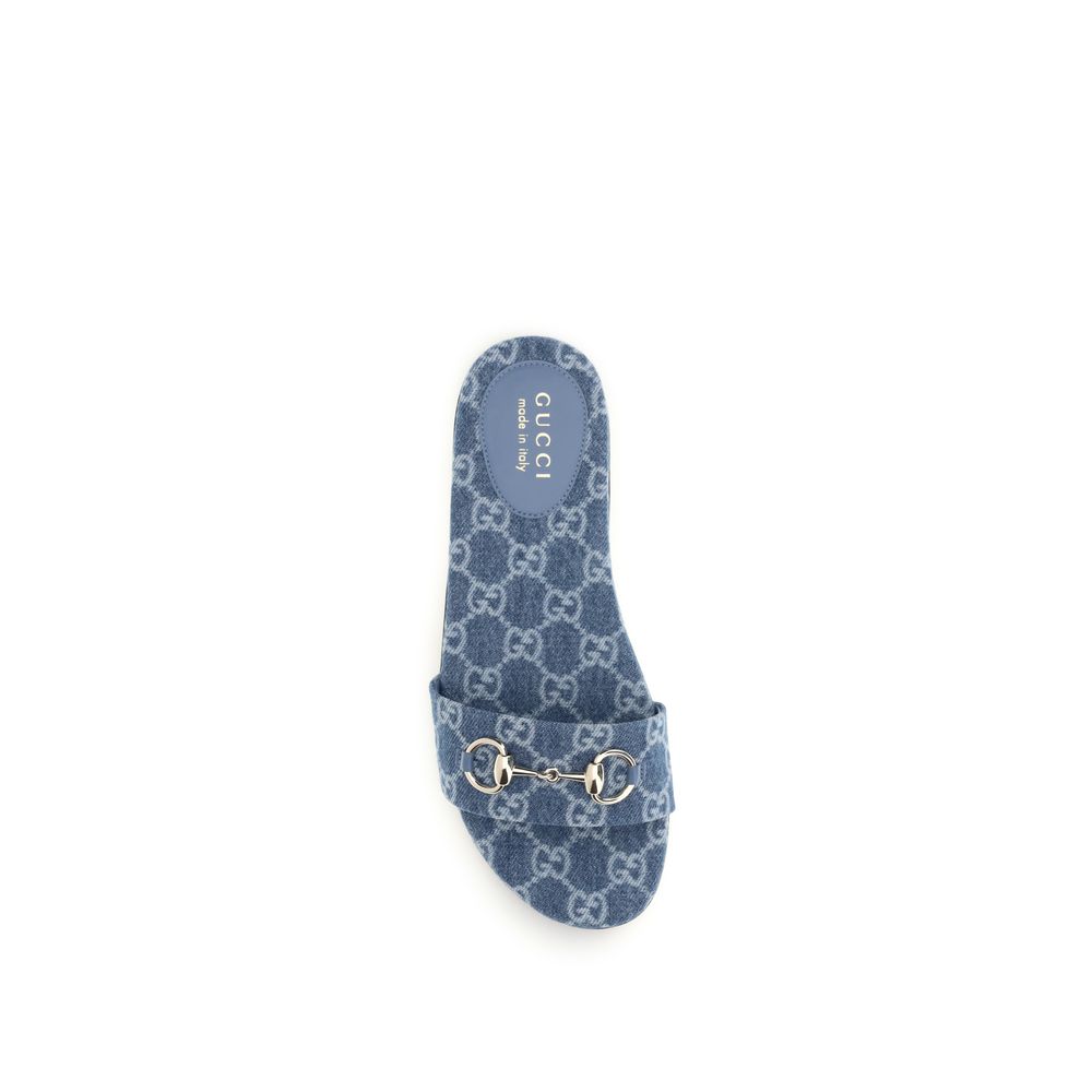 Gucci Blue Cotton Sandals - Image 4