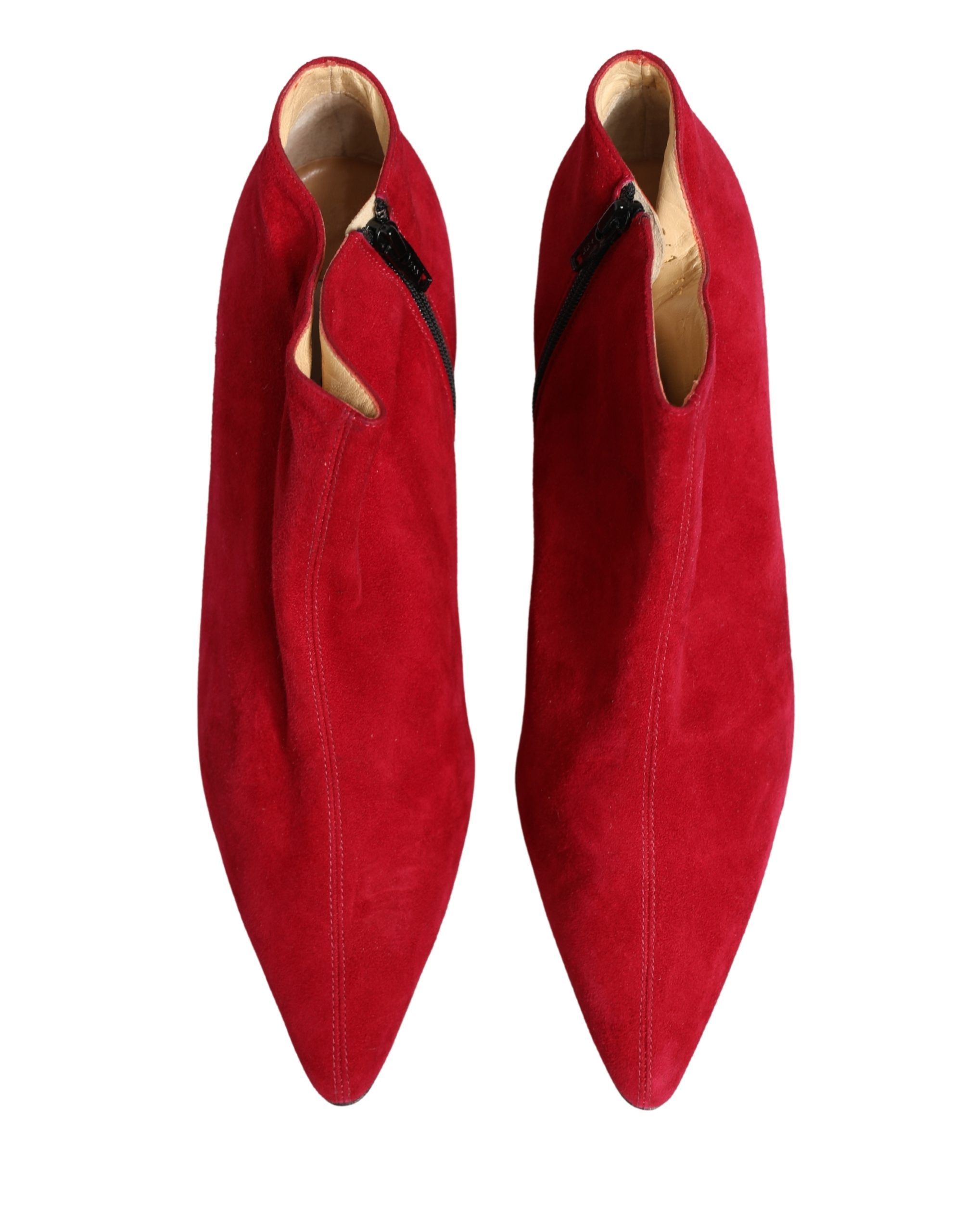 Dolce & Gabbana Red Suede Ankle Boots Shoes - Image 4