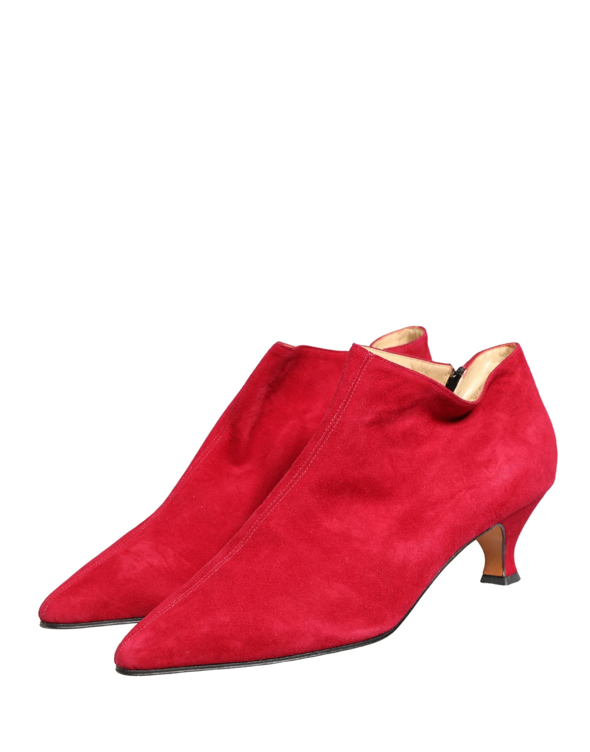Dolce & Gabbana Red Suede Ankle Boots Shoes - Image 5