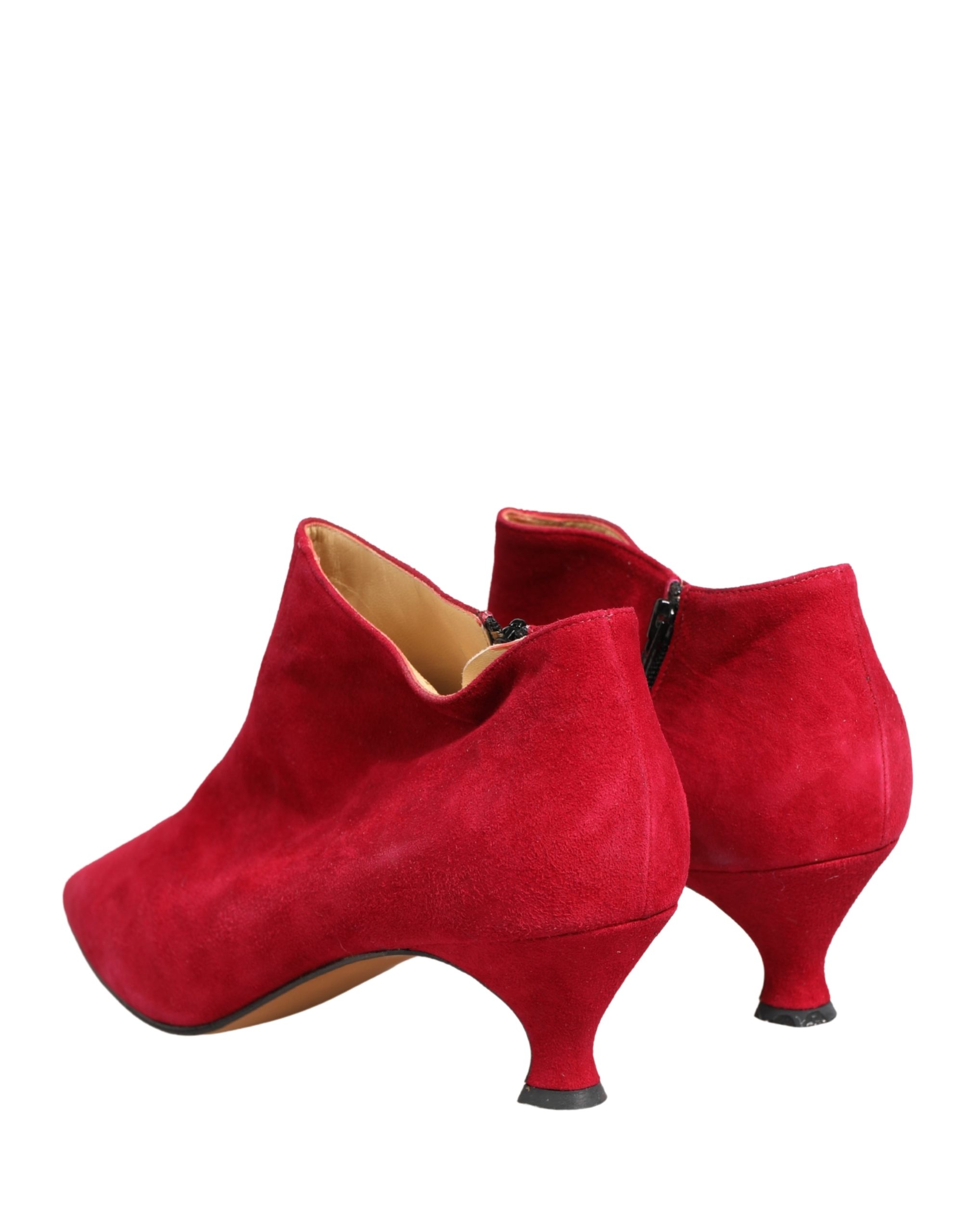 Dolce & Gabbana Red Suede Ankle Boots Shoes - Image 6