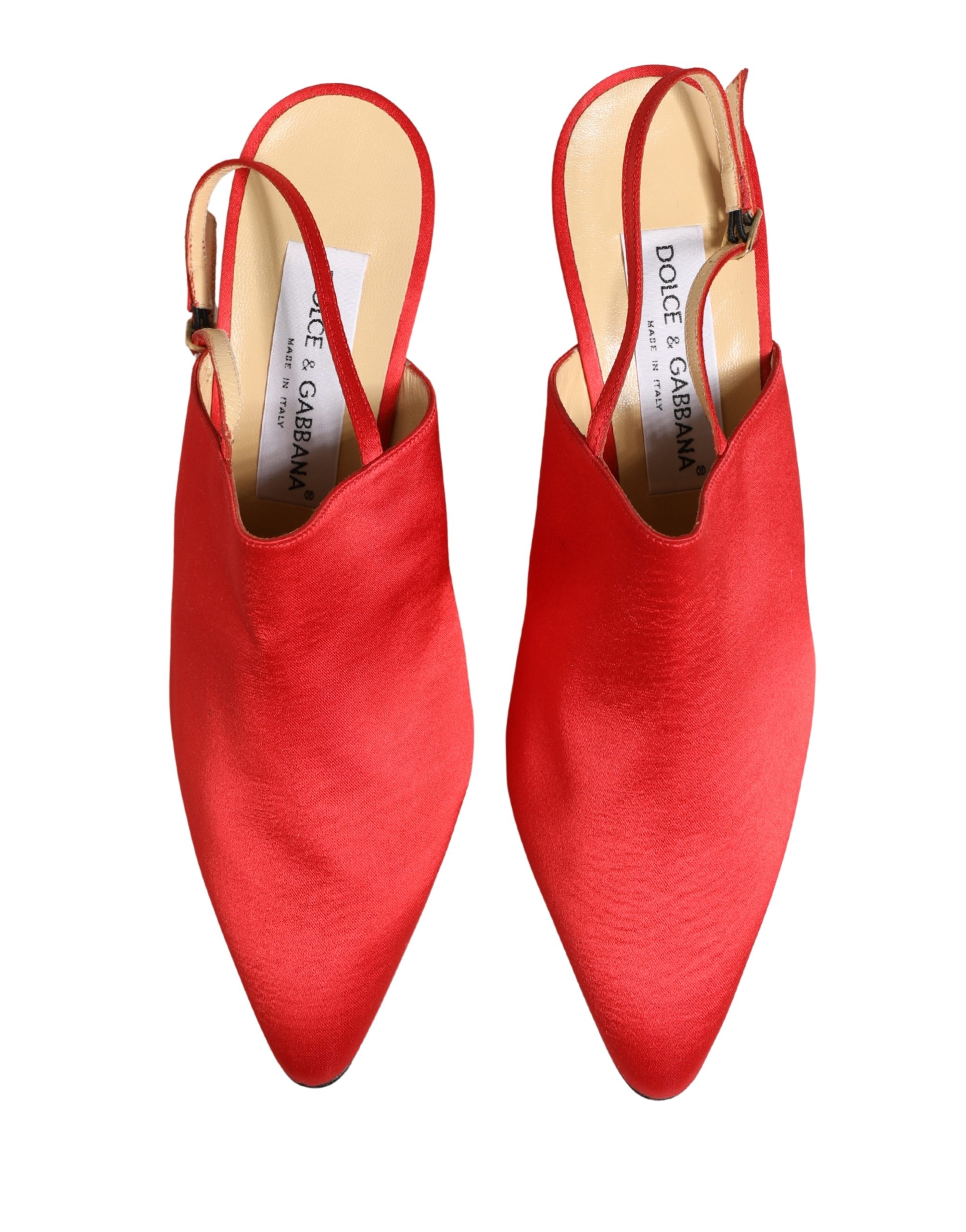 Dolce & Gabbana Red Suede Heel Slingback Shoes - Image 4