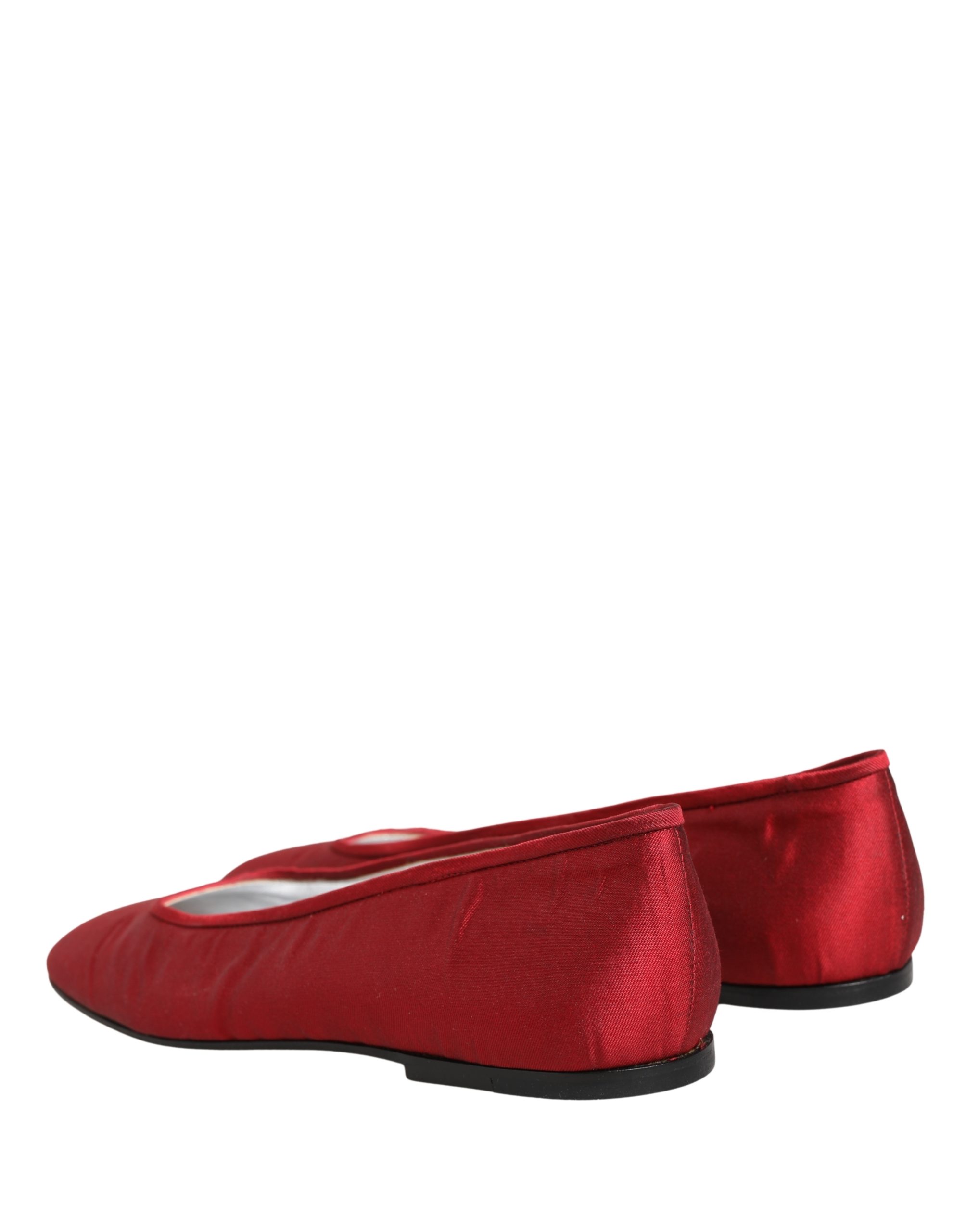 Dolce & Gabbana Red Satin Fabric Ballet Slip On Flats Shoes - Image 5