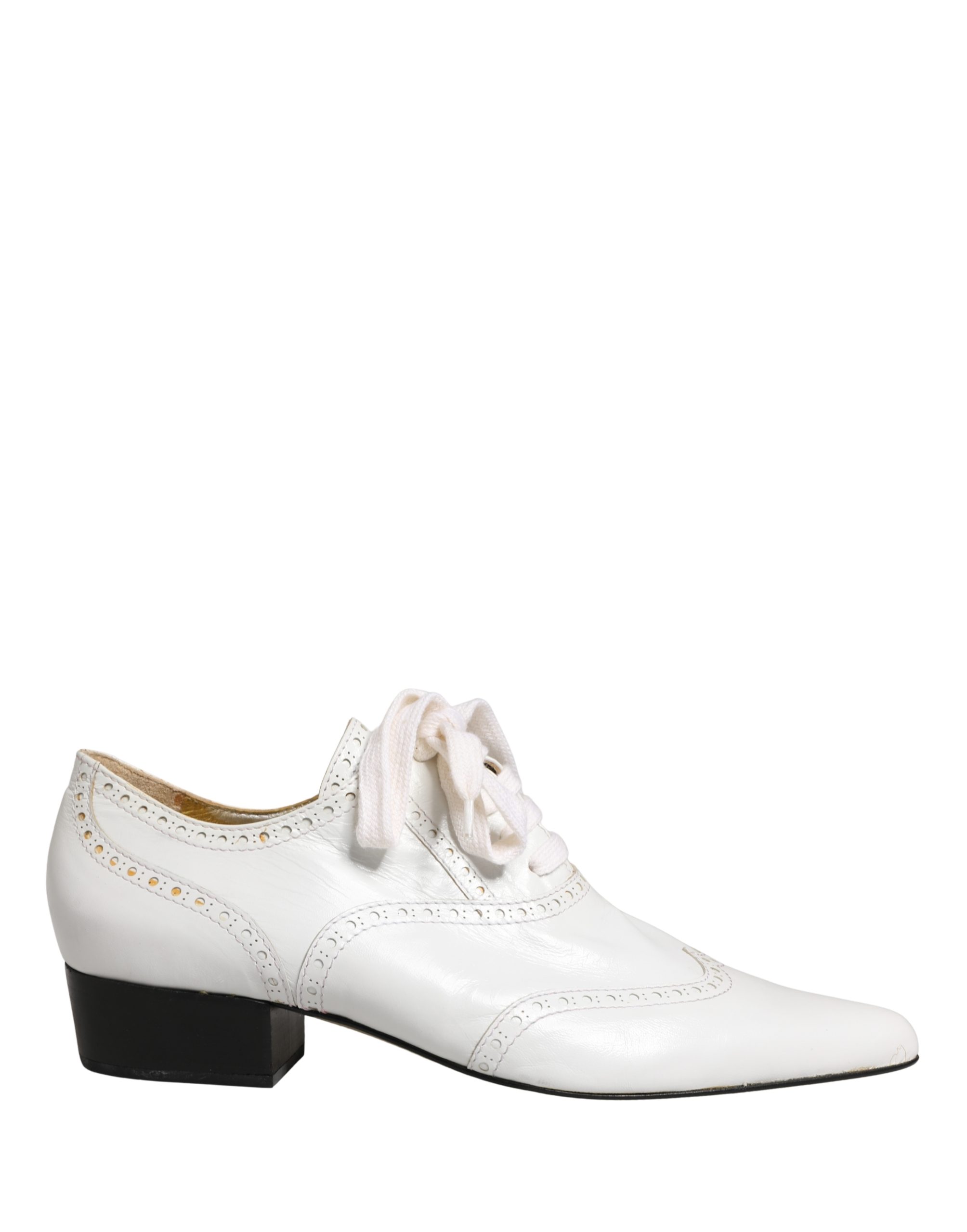 Dolce & Gabbana White Leather Brogue Oxford Lace Up Shoes - Image 2