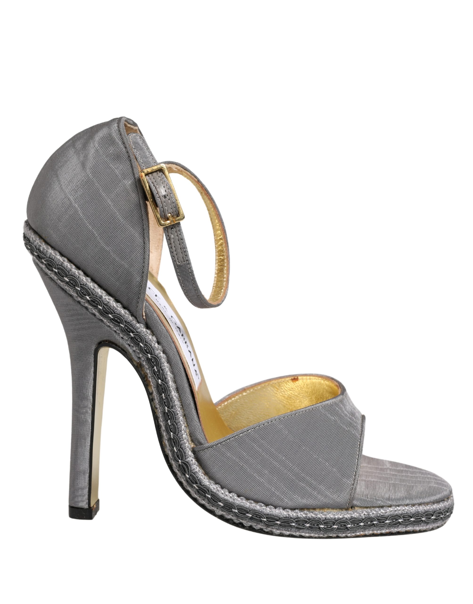 Dolce & Gabbana Gray High Heeled Sandals Ankle Strap Shoes - Image 2