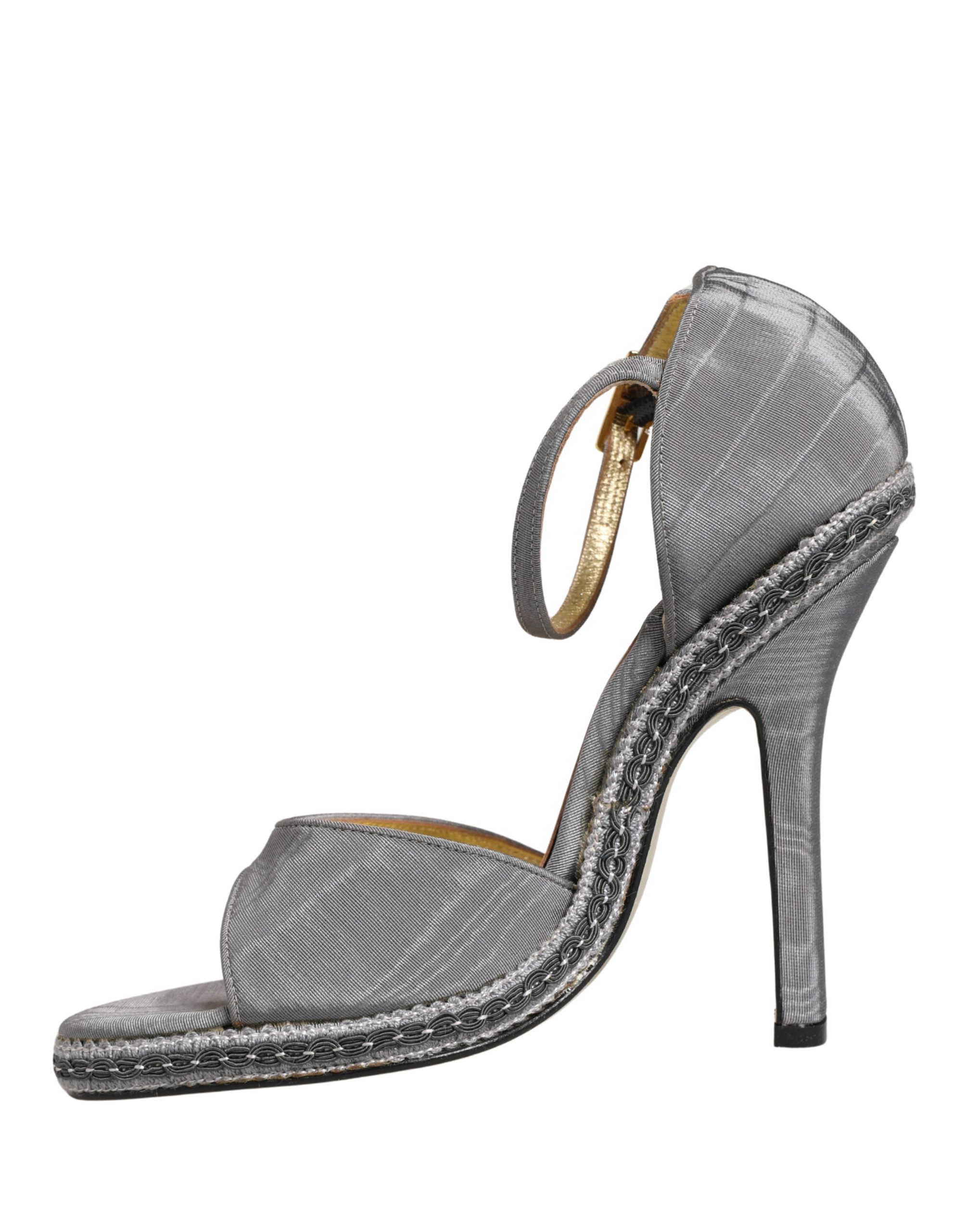 Dolce & Gabbana Gray High Heeled Sandals Ankle Strap Shoes - Image 4