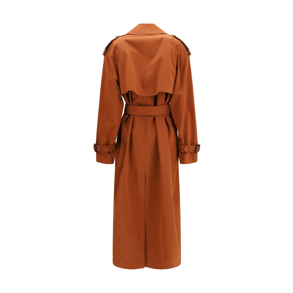 Saint Laurent Brown Cotton Trench Coat - Image 2