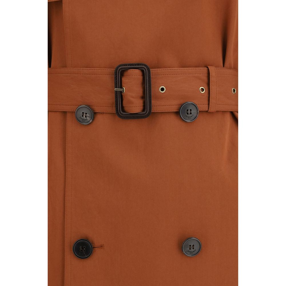 Saint Laurent Brown Cotton Trench Coat - Image 3
