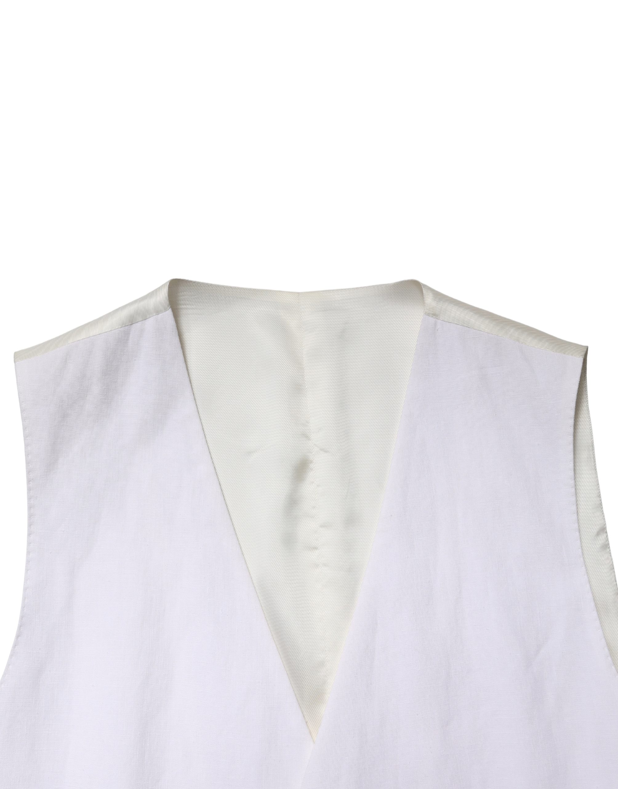 Dolce & Gabbana White SARTORIA Linen 2 Piece Men Formal Suit - Image 6