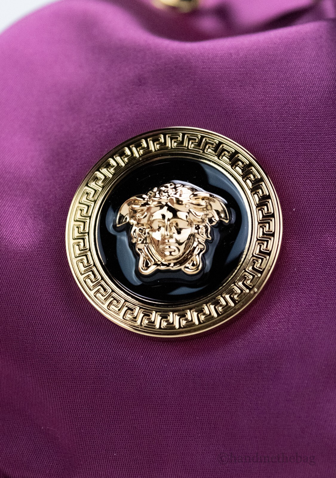 Versace Small Dahlia Nylon Medusa Pendant Bucket Chain Crossbody Bag Purse - Image 5