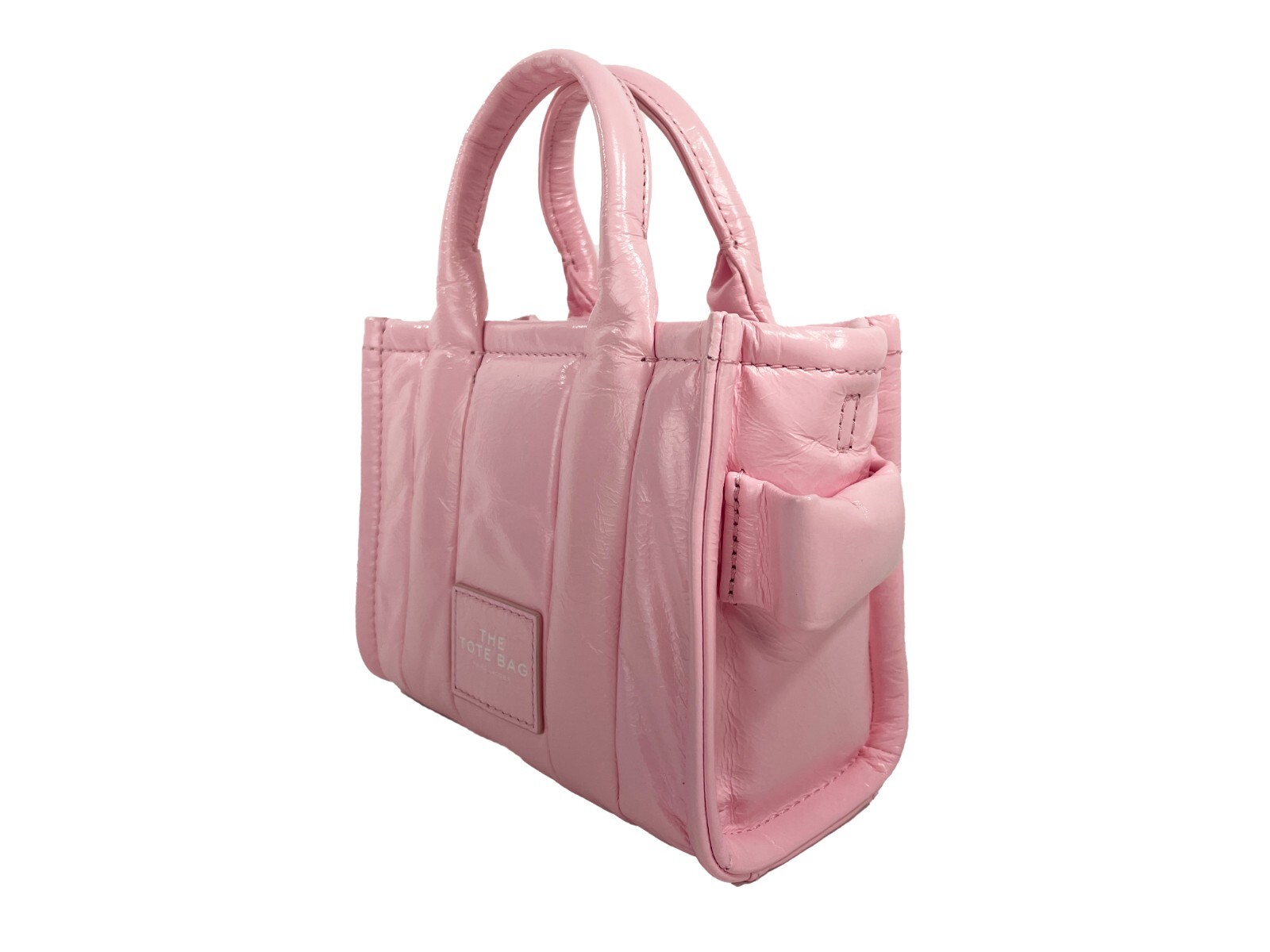 Marc Jacobs The Shiny Crinkle Micro Tote Bubblegum Leather Crossbody - Image 3