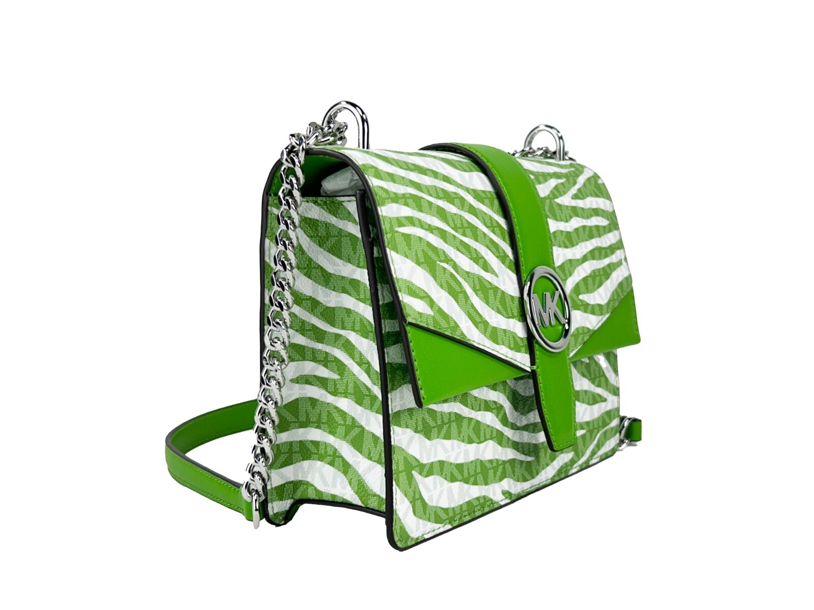 Michael Kors Greenwich Small Print Logo Crossbody Tote Chain Bag Jungle Green $498 - Image 2