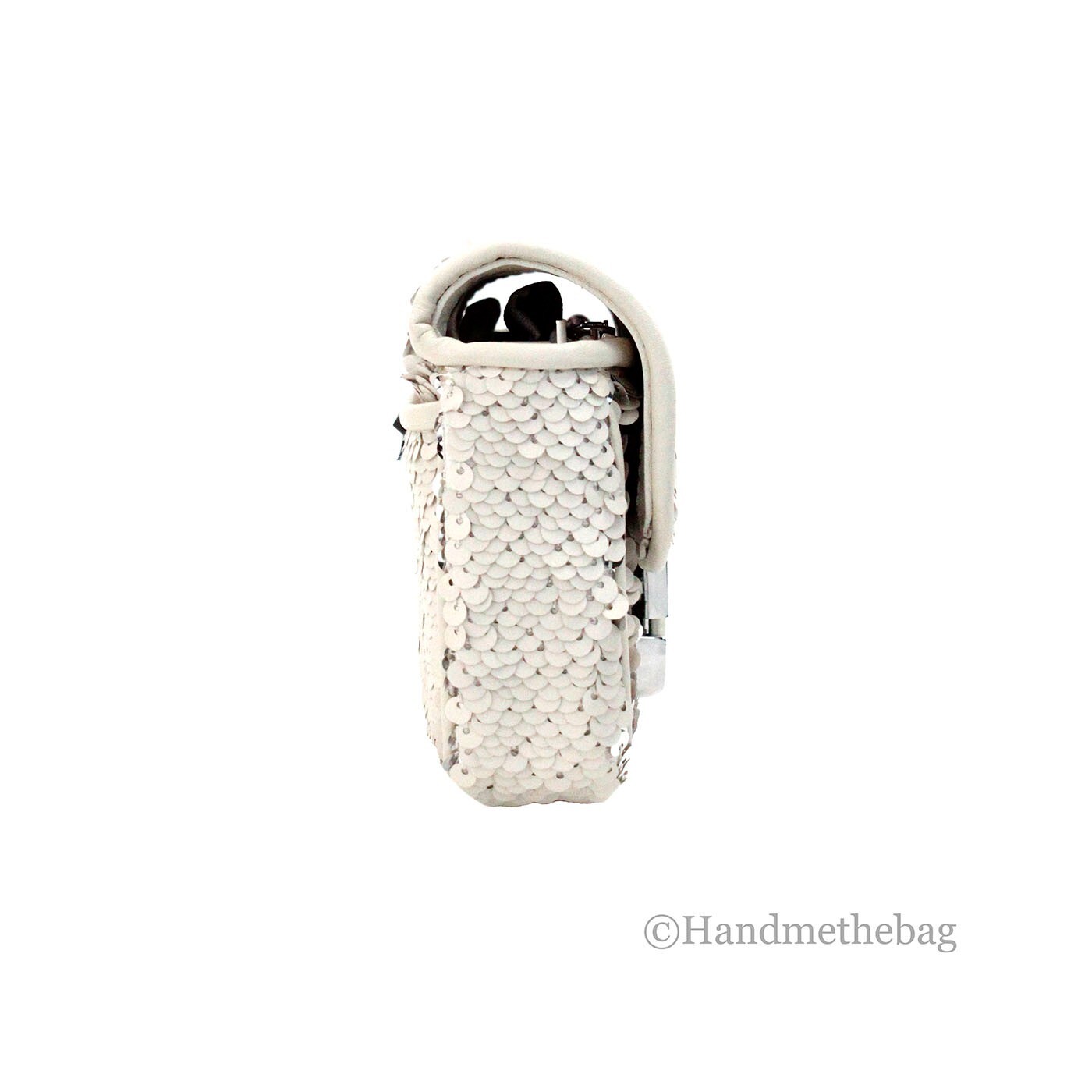 Marc Jacobs The Mini J Marc Shoulder Bag Cream Sequined Crossbody Bag - Image 5