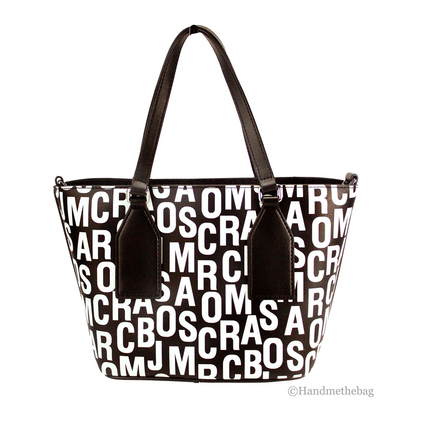 Marc Jacobs Small Black White Monogram Print Saffiano Leather Tote Crossbody Bag - Image 2