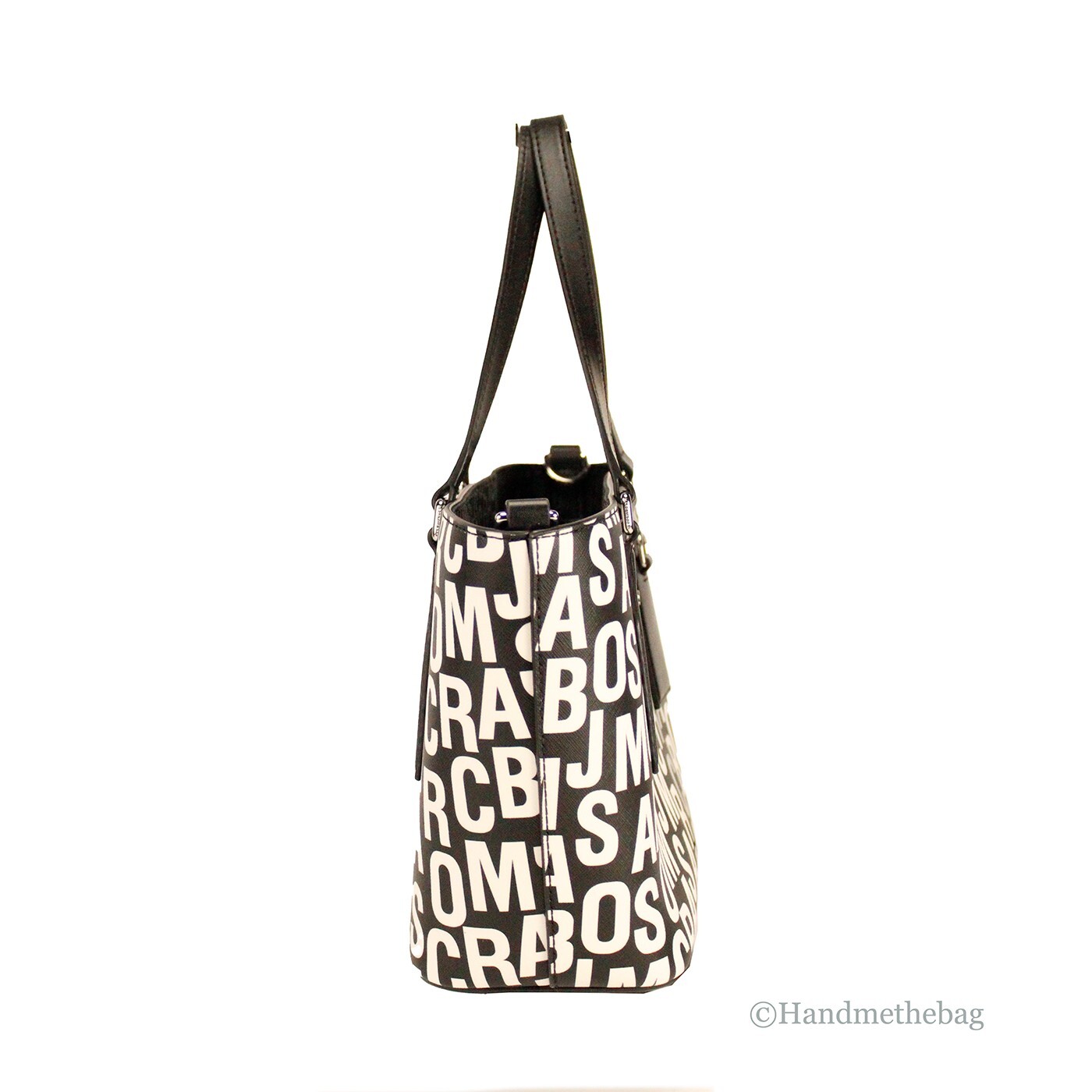 Marc Jacobs Small Black White Monogram Print Saffiano Leather Tote Crossbody Bag - Image 3