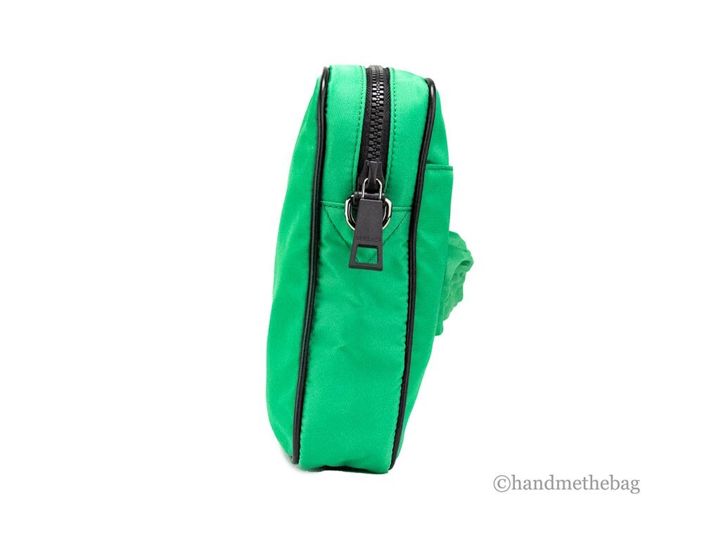 Versace Small Bright Green Nylon Fabric Medusa Crossbody Messenger Bag Purse - Image 4