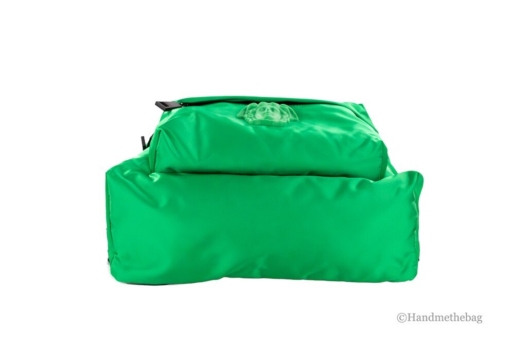 Versace Large Bright Green Nylon Fabric Medusa Shoulder Backpack Bookbag - Image 5
