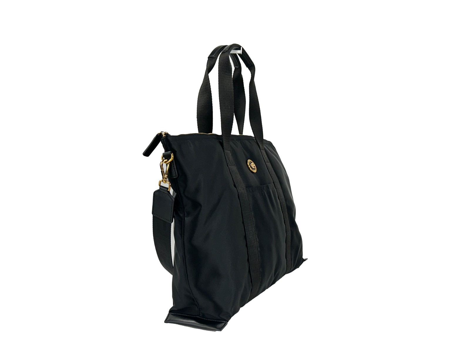 Versace Black Nylon Fabric La Medusa Shoulder Tote Bag - Image 4