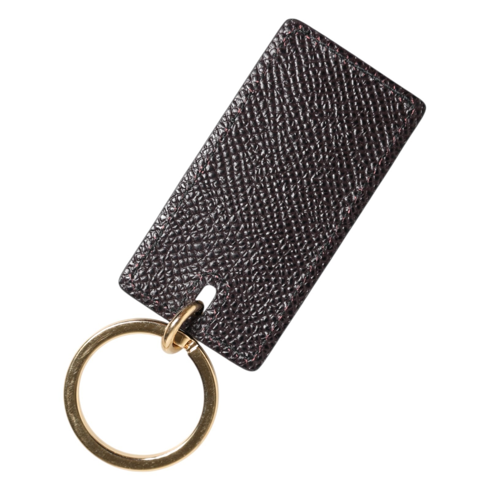 Dolce & Gabbana Black Calf Leather Logo Metal Ring Men Keychain Keyring - Image 3