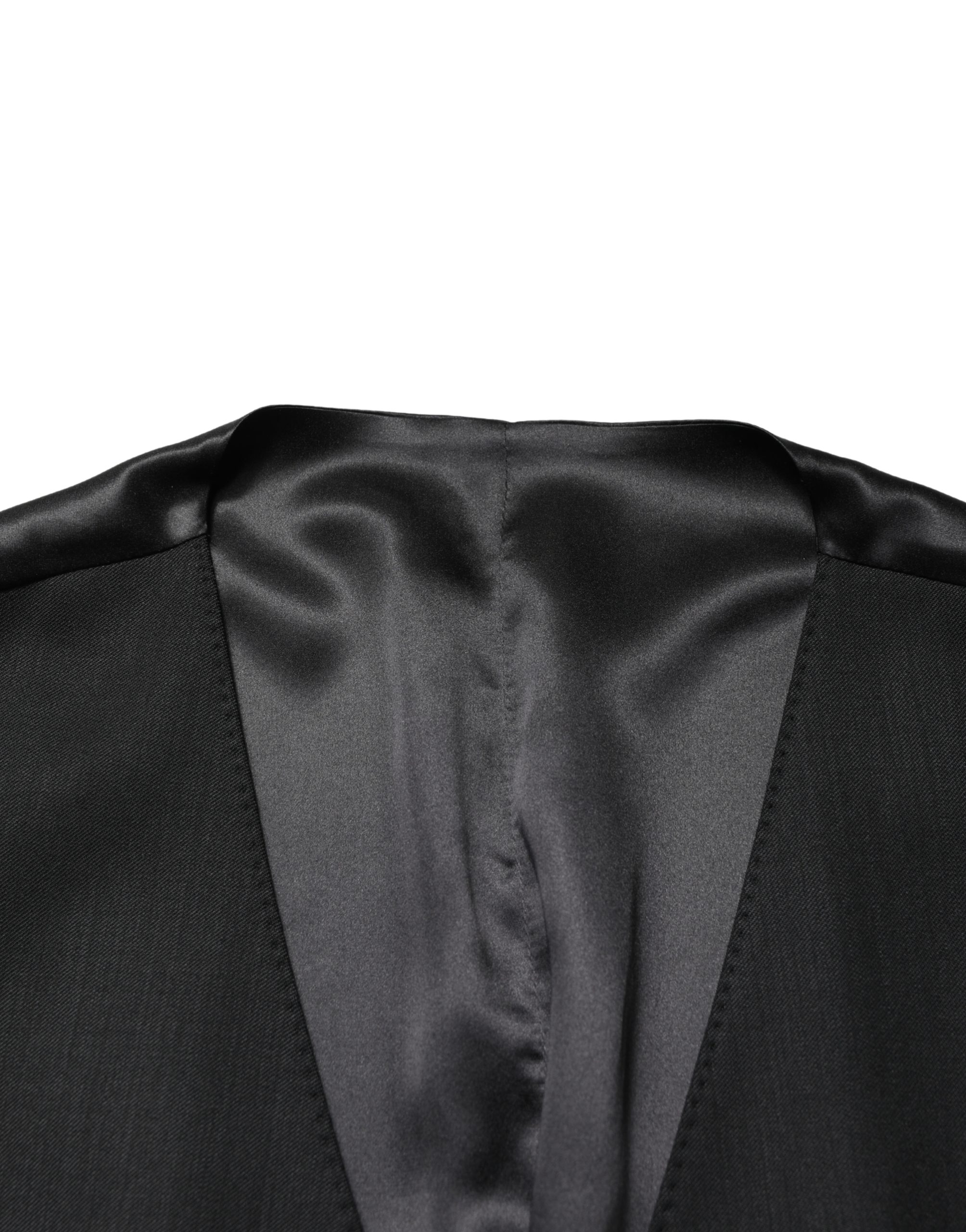 Dolce & Gabbana Black Wool Single Breasted Men Waistcoat Vest - Image 5
