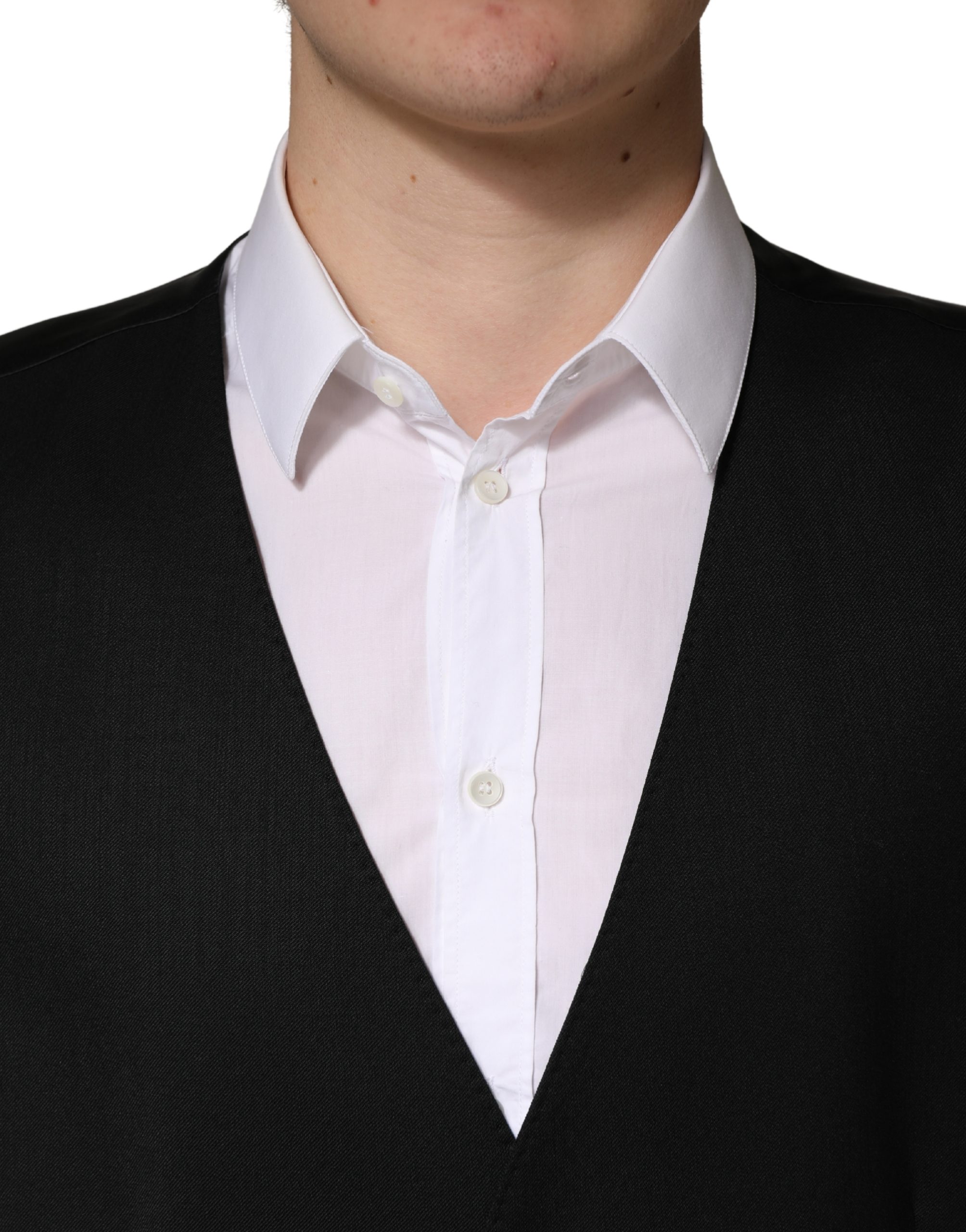 Dolce & Gabbana Black Wool Single Breasted Men Waistcoat Vest - Image 6