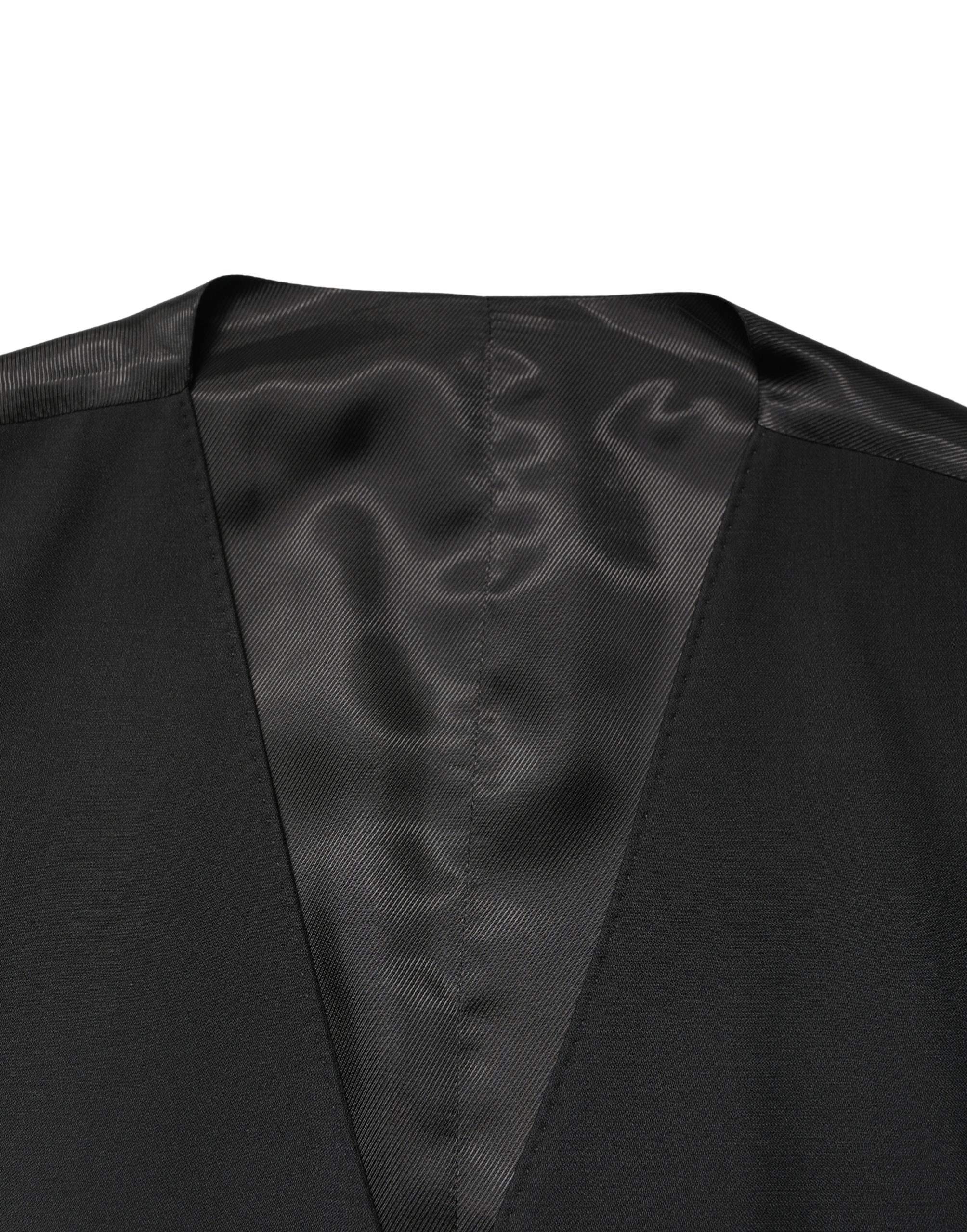 Dolce & Gabbana Black Wool Single Breasted Men Waistcoat Vest - Image 6