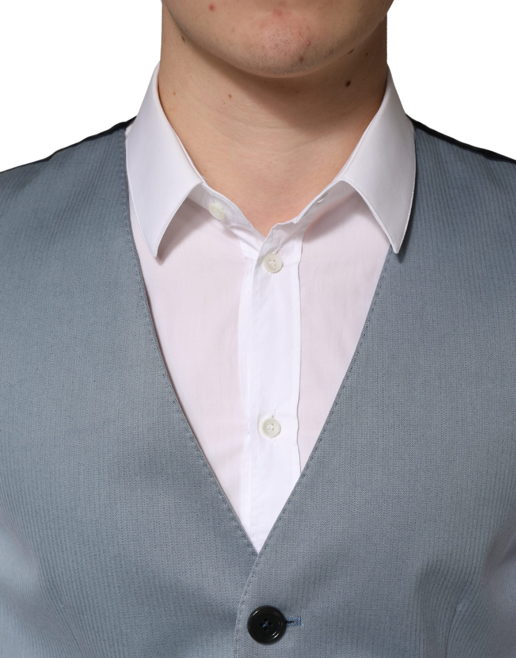 Dolce & Gabbana Gray Wool Single Breasted Men Waistcoat Vest - Image 5