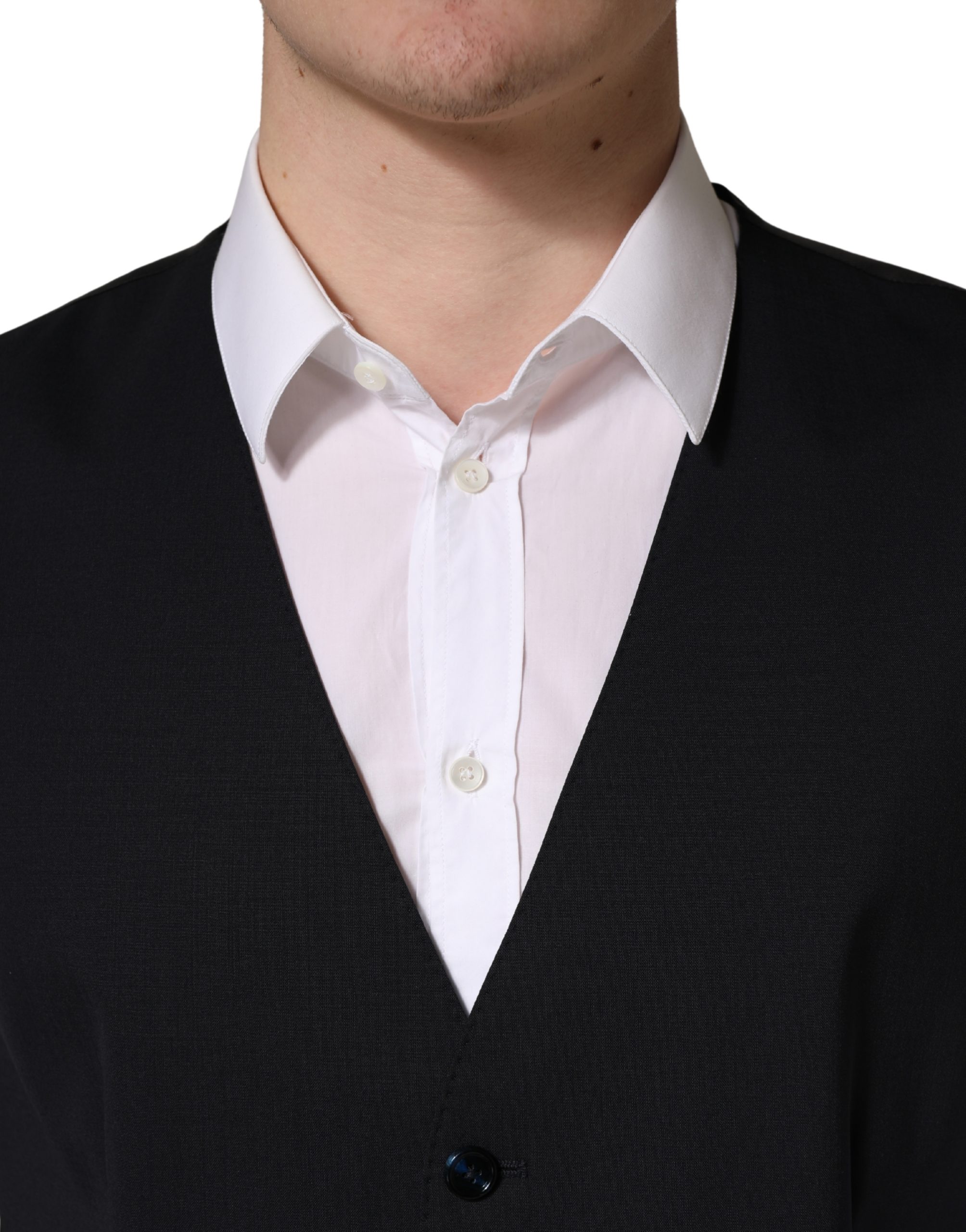 Dolce & Gabbana Black Wool Single Breasted Waistcoat Vest - Image 5