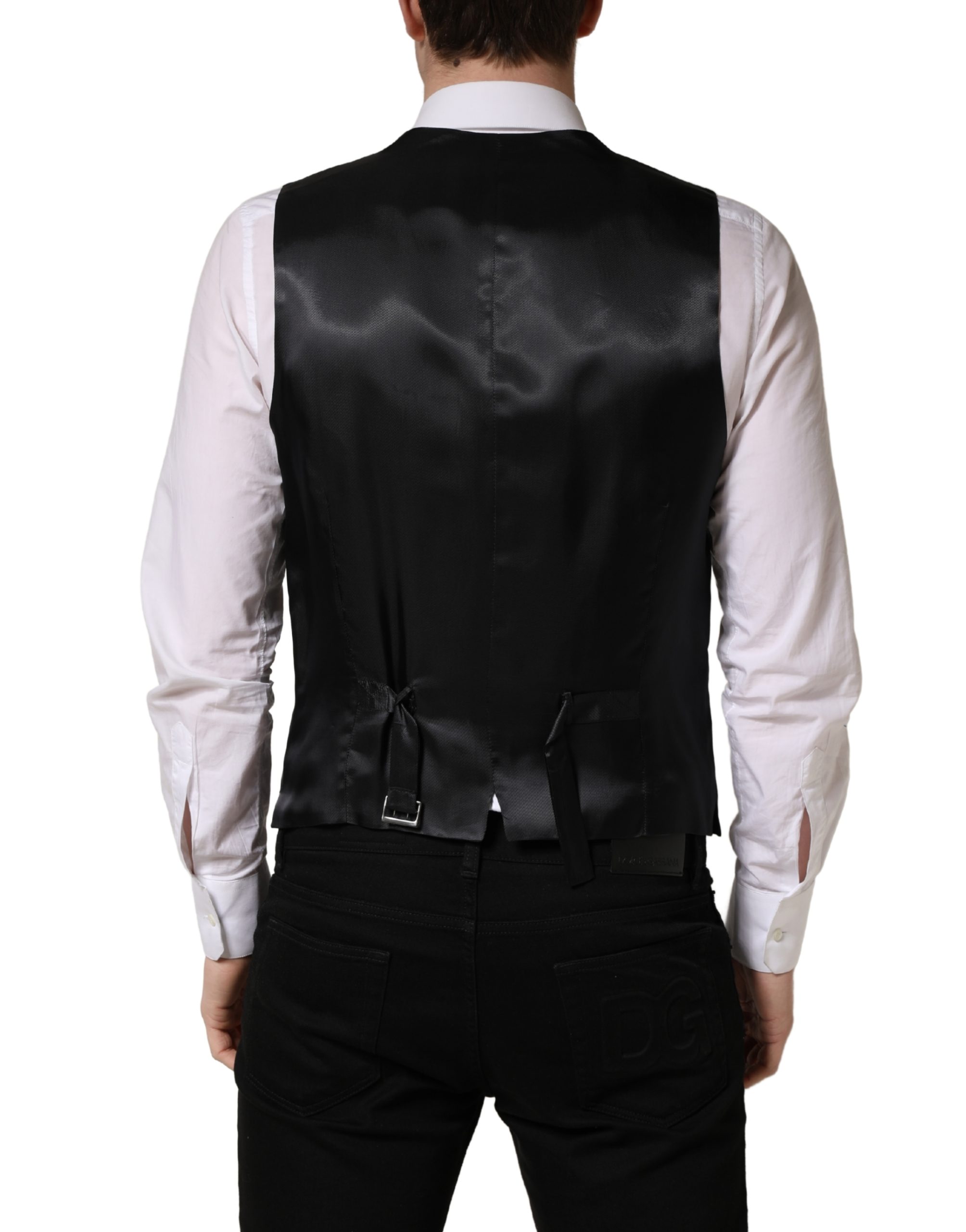 Dolce & Gabbana Black Wool Single Breasted Waistcoat Vest - Image 4