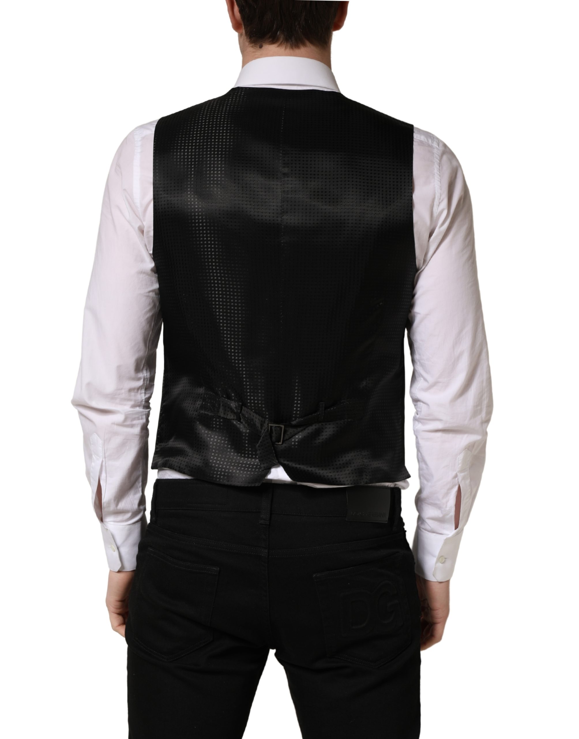 Dolce & Gabbana Black Wool Single Breasted Waistcoat Vest - Image 4