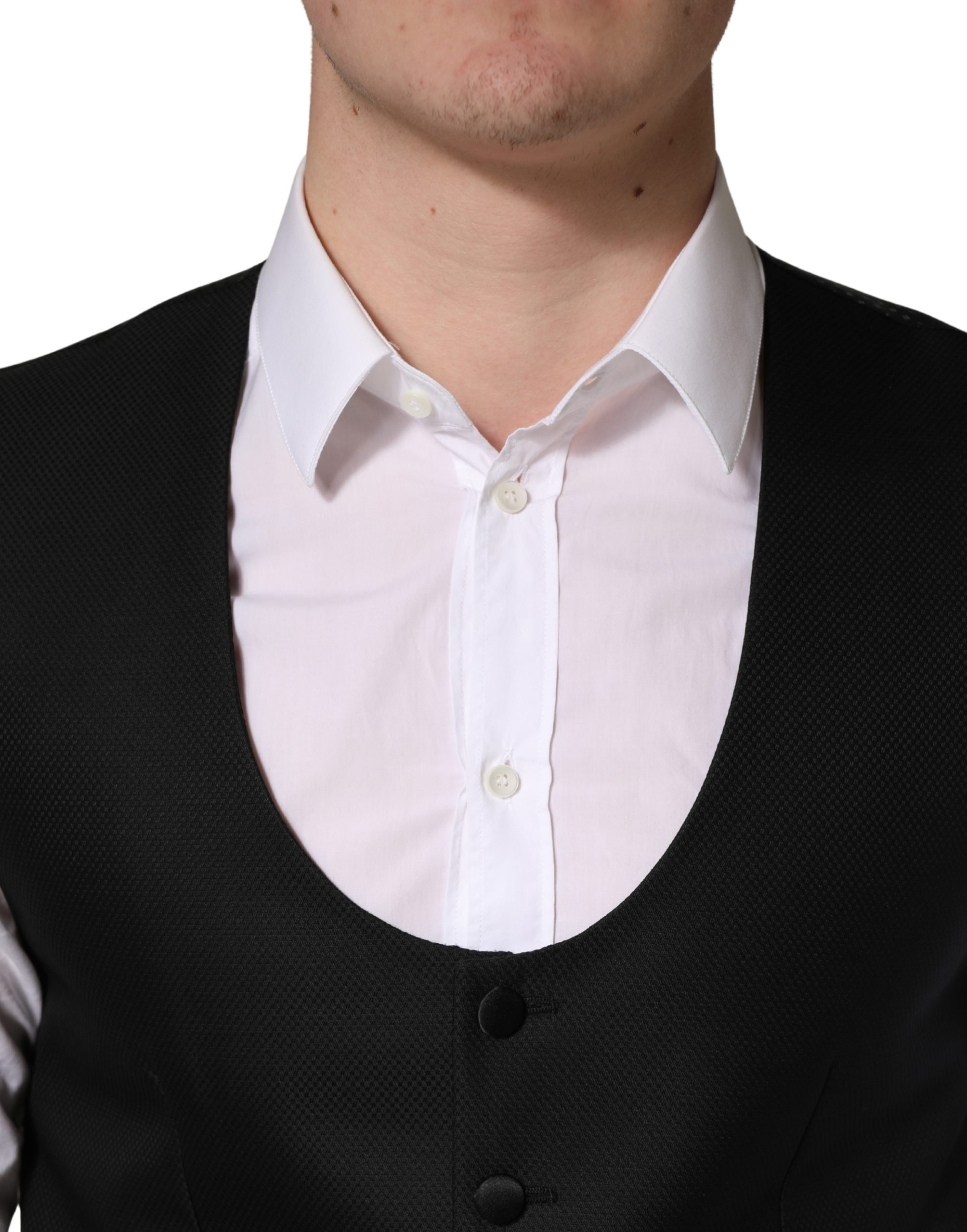 Dolce & Gabbana Black Wool Single Breasted Waistcoat Vest - Image 5