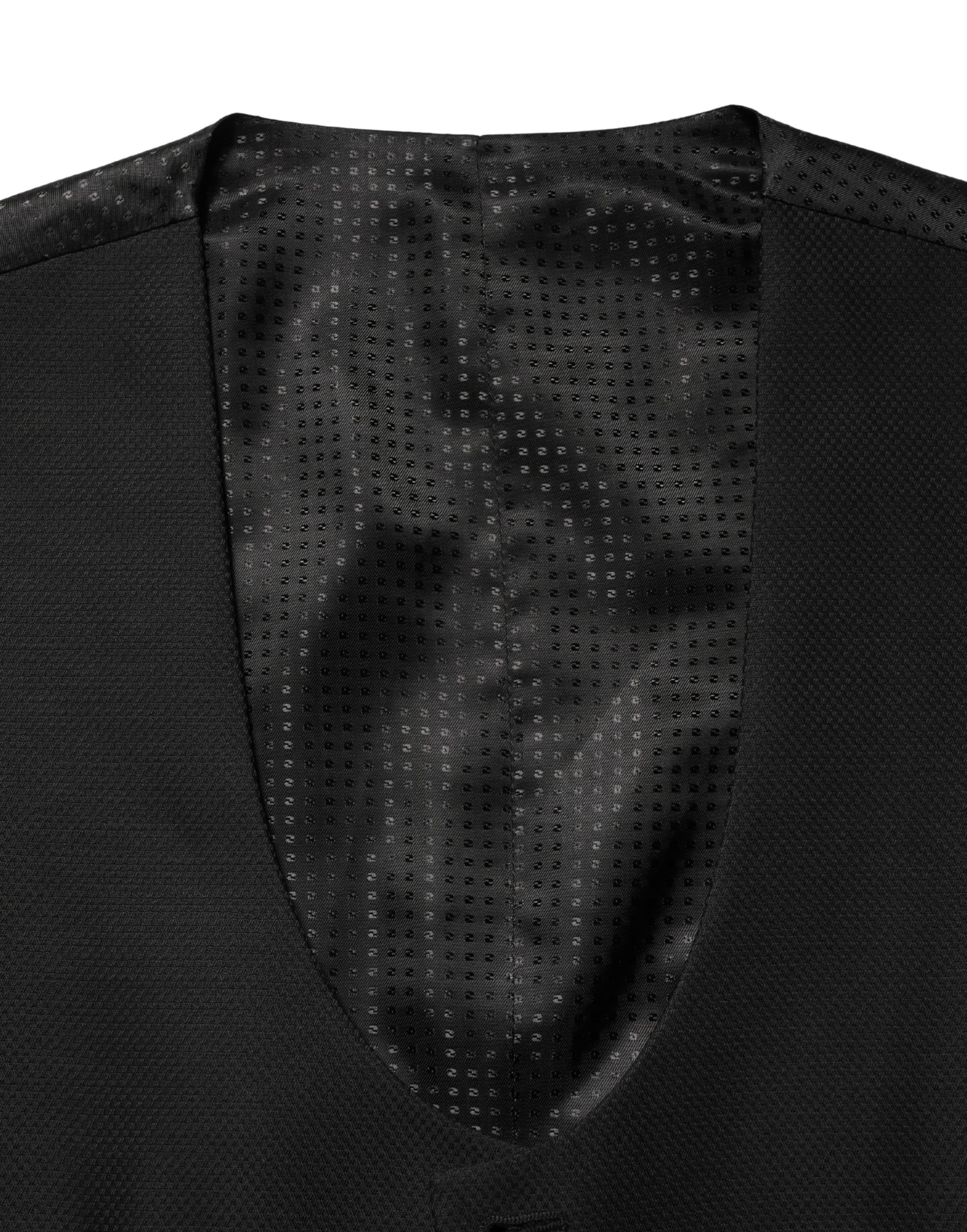 Dolce & Gabbana Black Wool Single Breasted Waistcoat Vest - Image 6