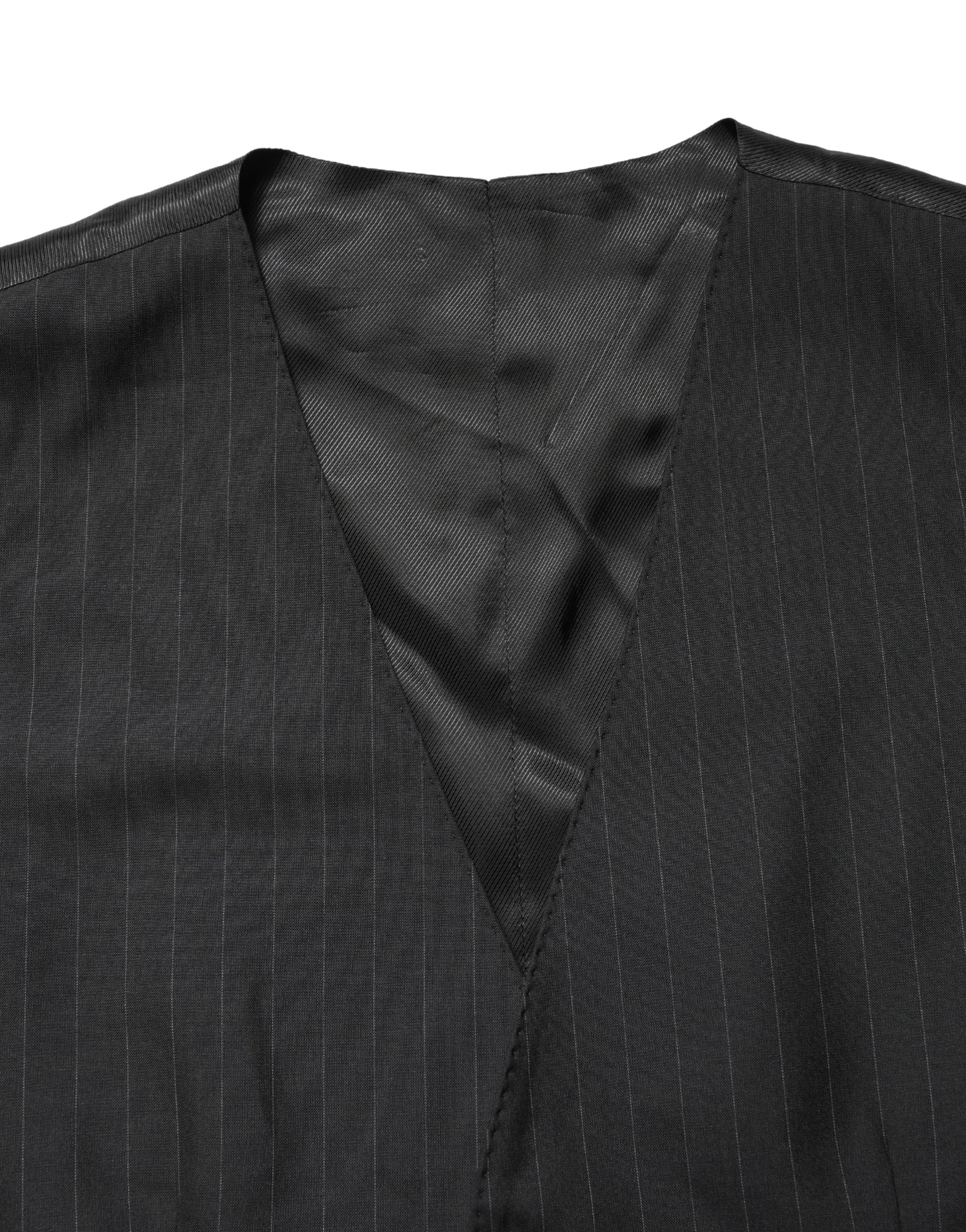 Dolce & Gabbana Black Stripe Single Breasted Waistcoat Vest - Image 6