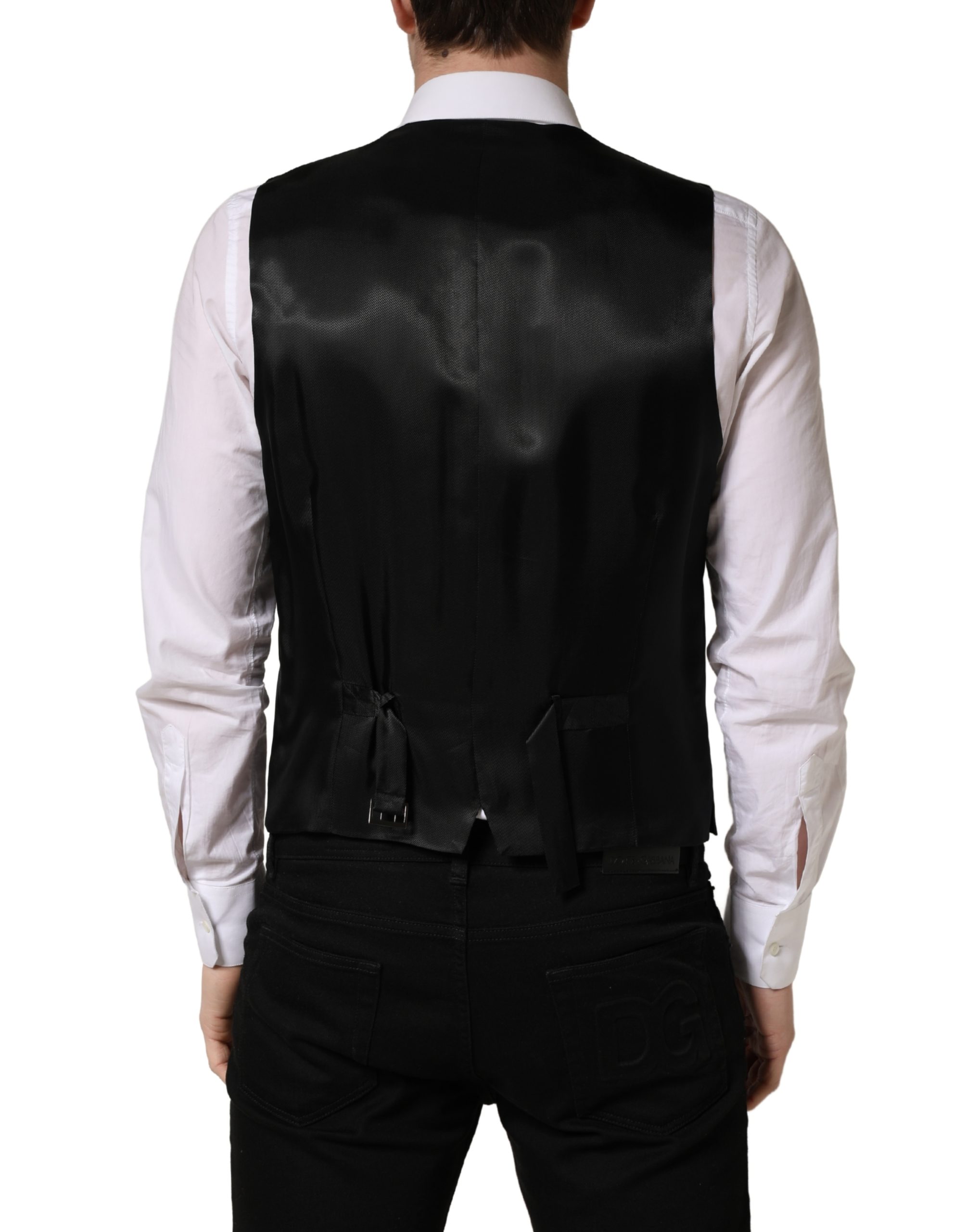Dolce & Gabbana Dark Gray Single Breasted Men Waistcoat Vest - Image 4