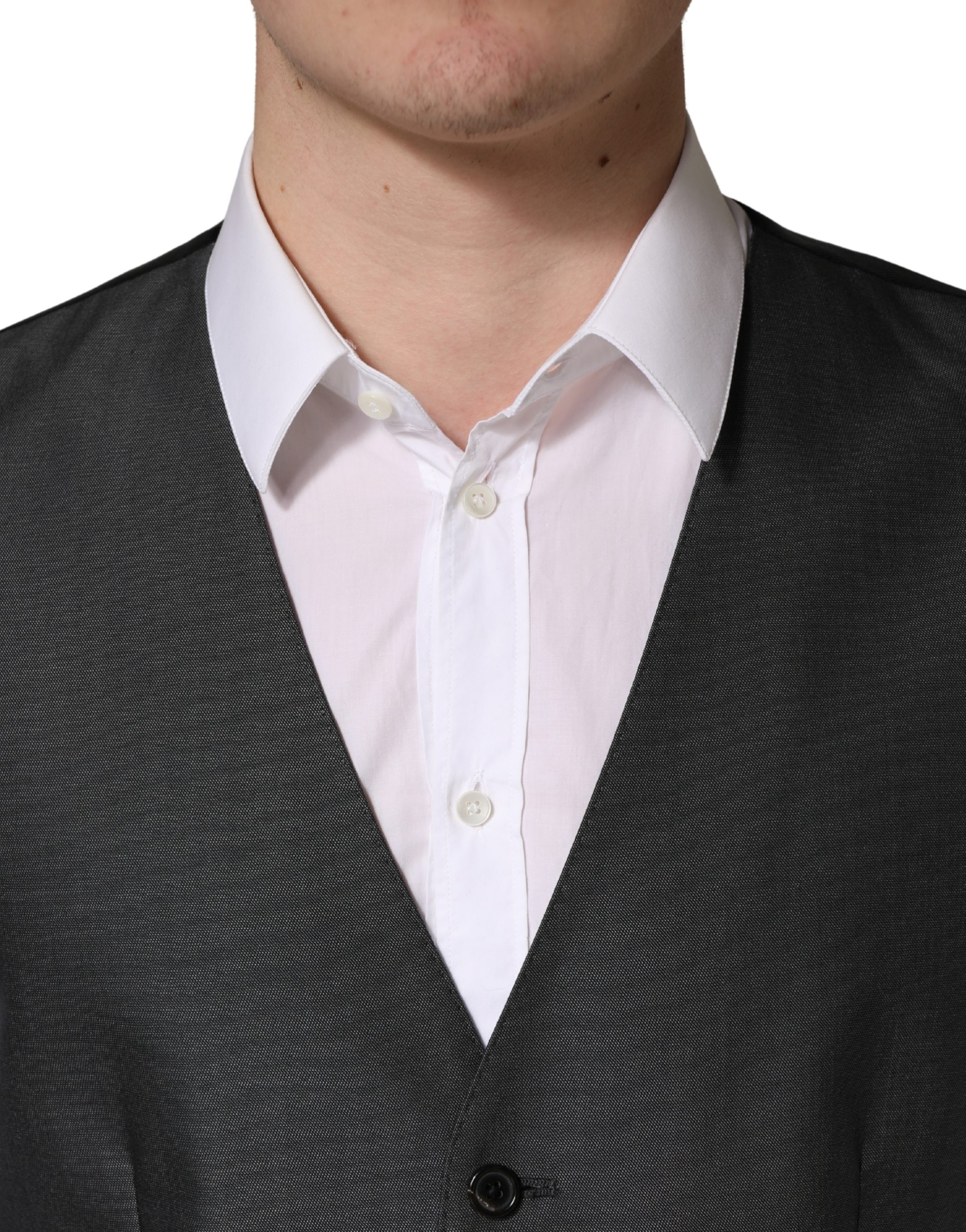 Dolce & Gabbana Dark Gray Single Breasted Men Waistcoat Vest - Image 5