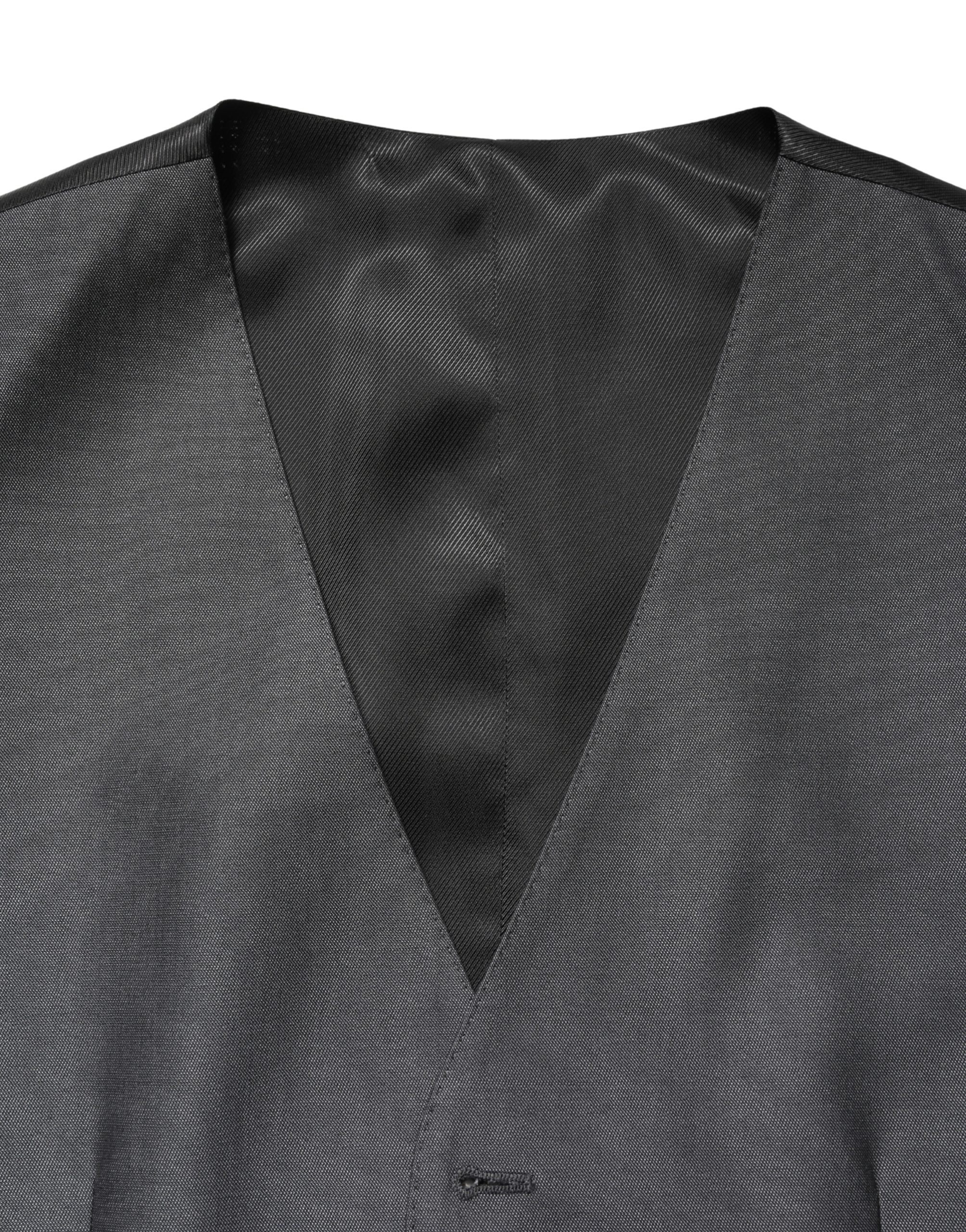 Dolce & Gabbana Dark Gray Single Breasted Men Waistcoat Vest - Image 6