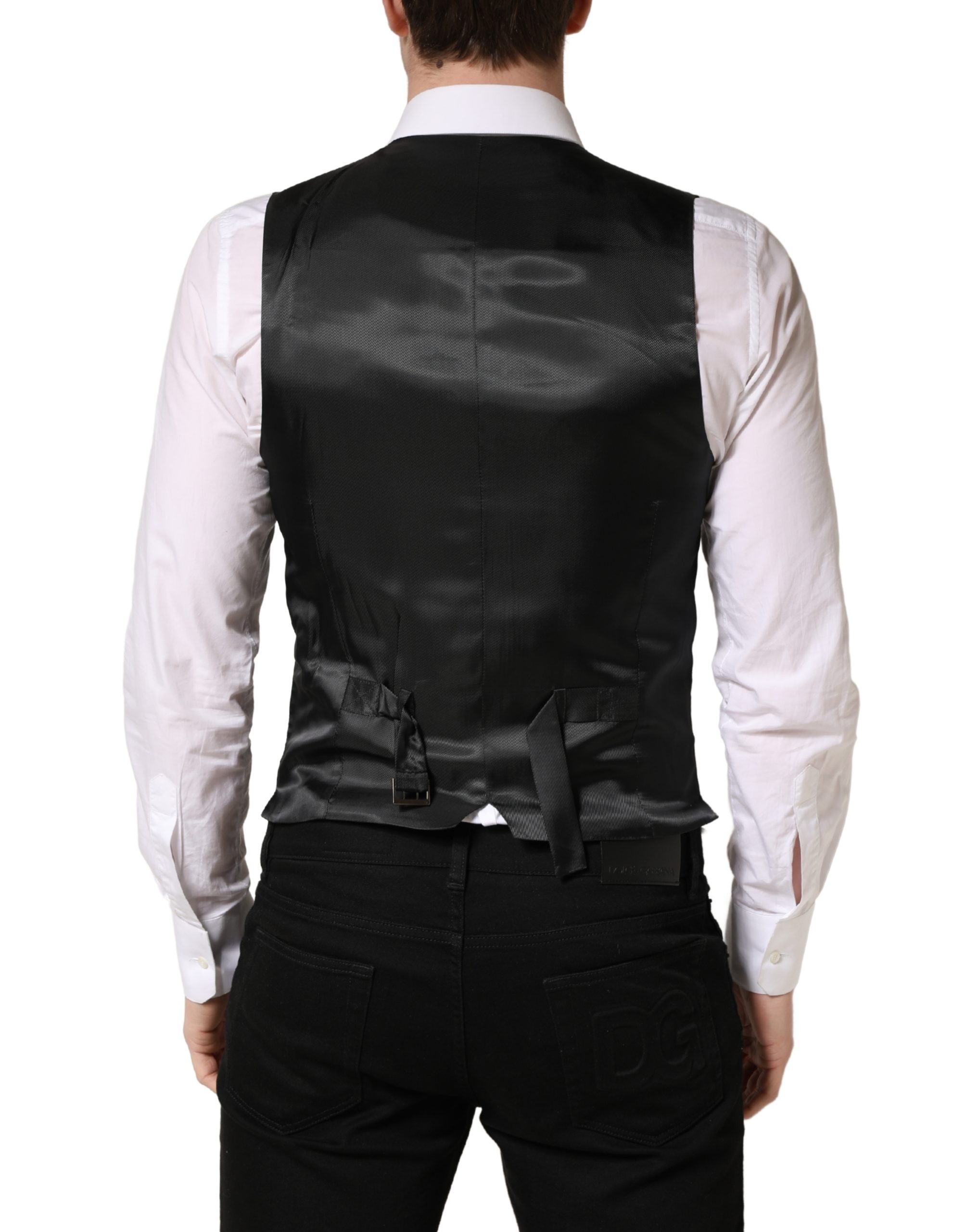Dolce & Gabbana Dark Gray Wool Dress Formal Waistcoat Vest - Image 4