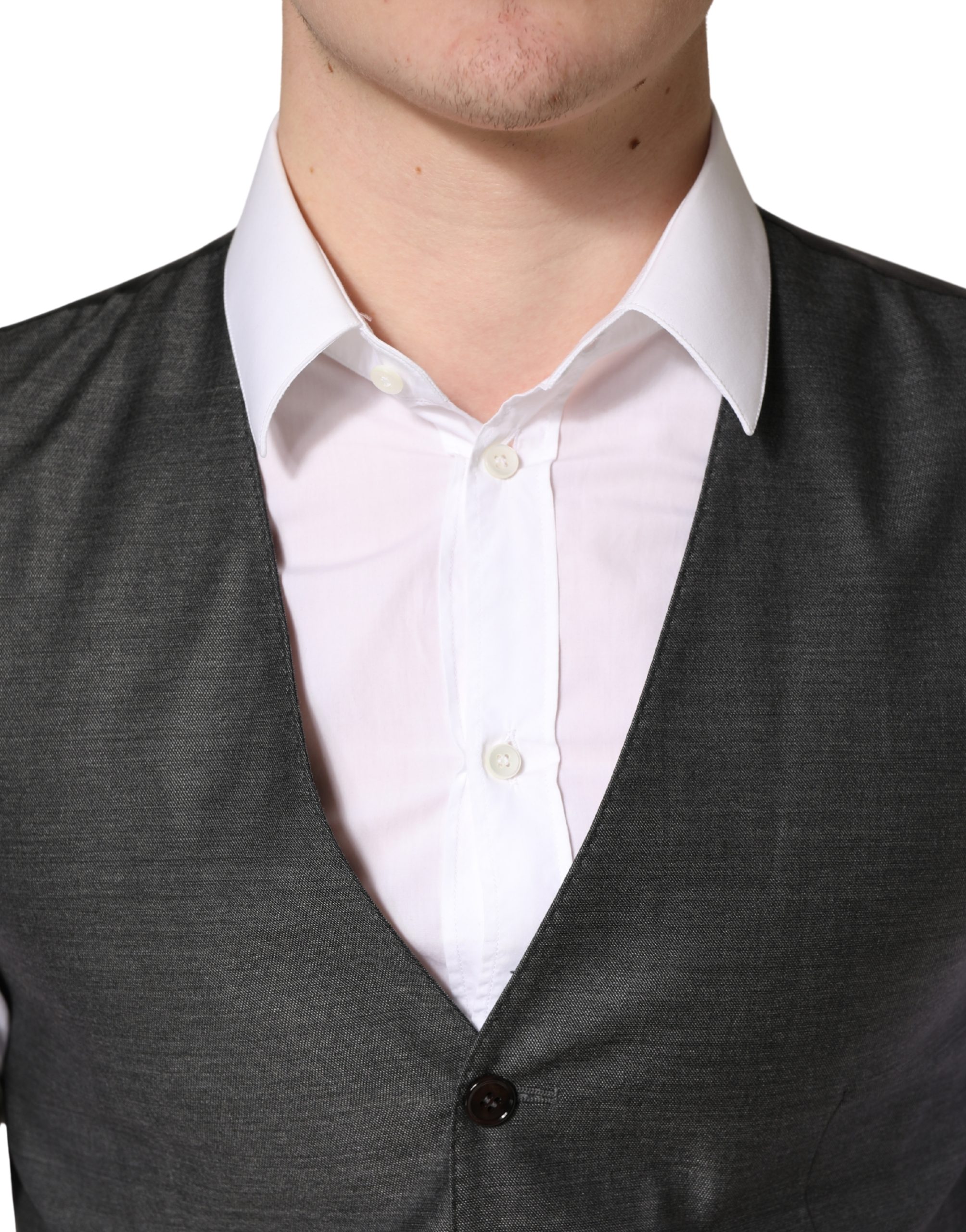 Dolce & Gabbana Dark Gray Wool Dress Formal Waistcoat Vest - Image 5