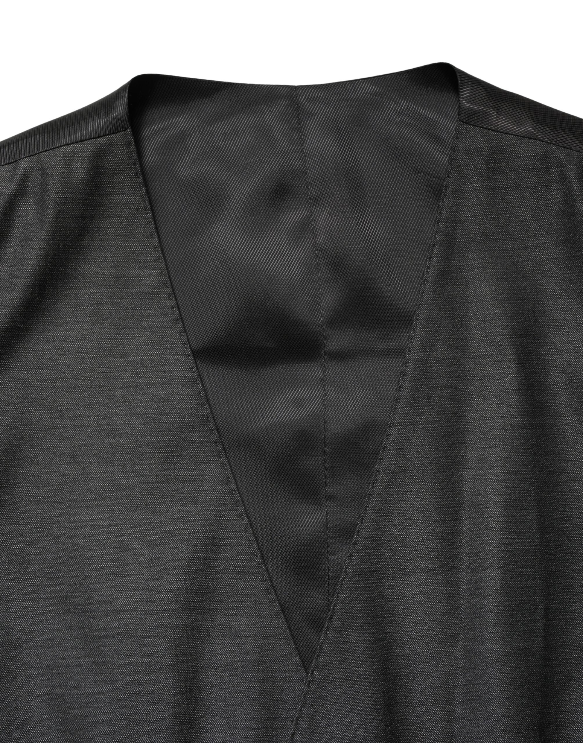 Dolce & Gabbana Dark Gray Wool Dress Formal Waistcoat Vest - Image 6