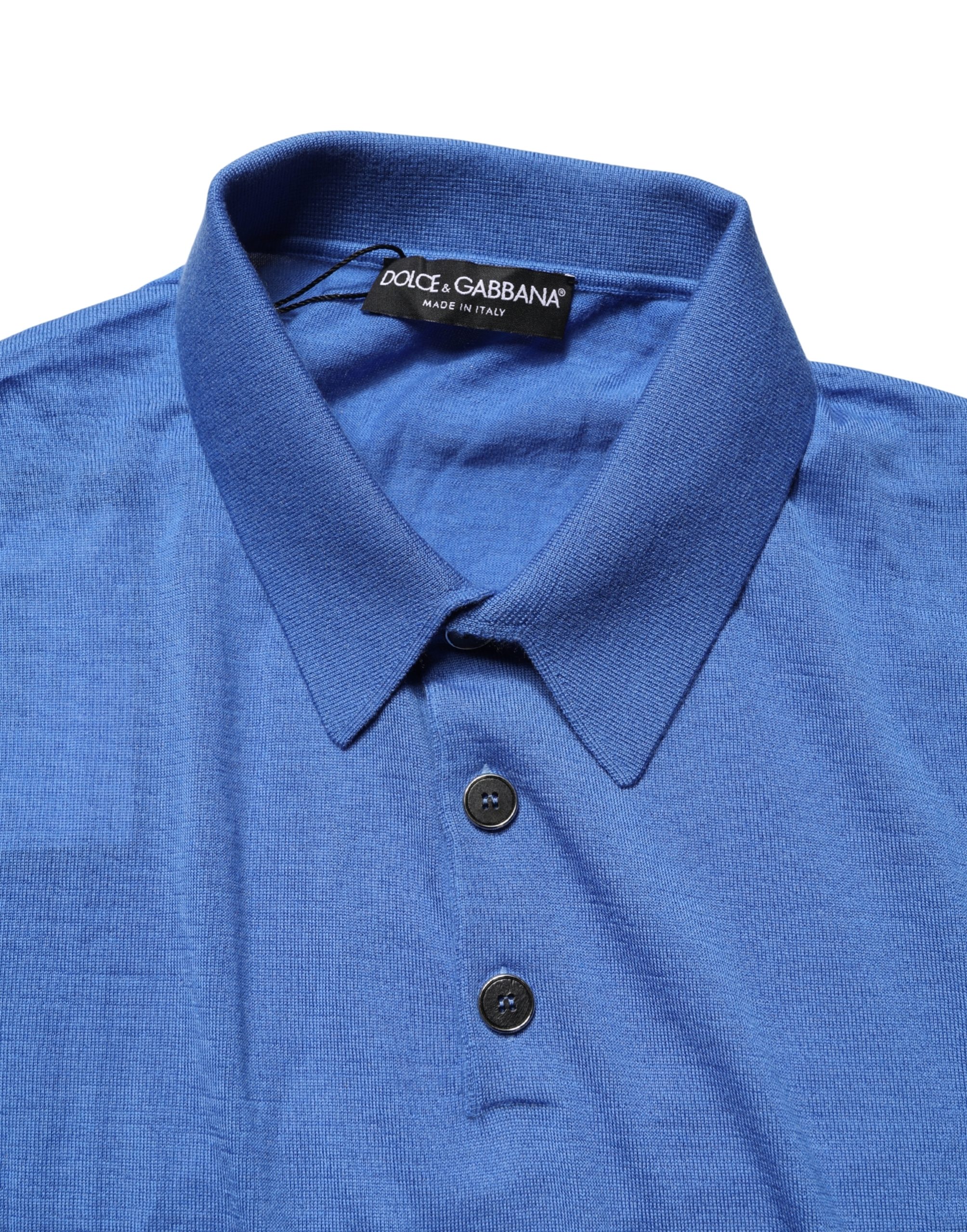 Dolce & Gabbana Blue Cashmere Short Sleeves Polo T-shirt - Image 7