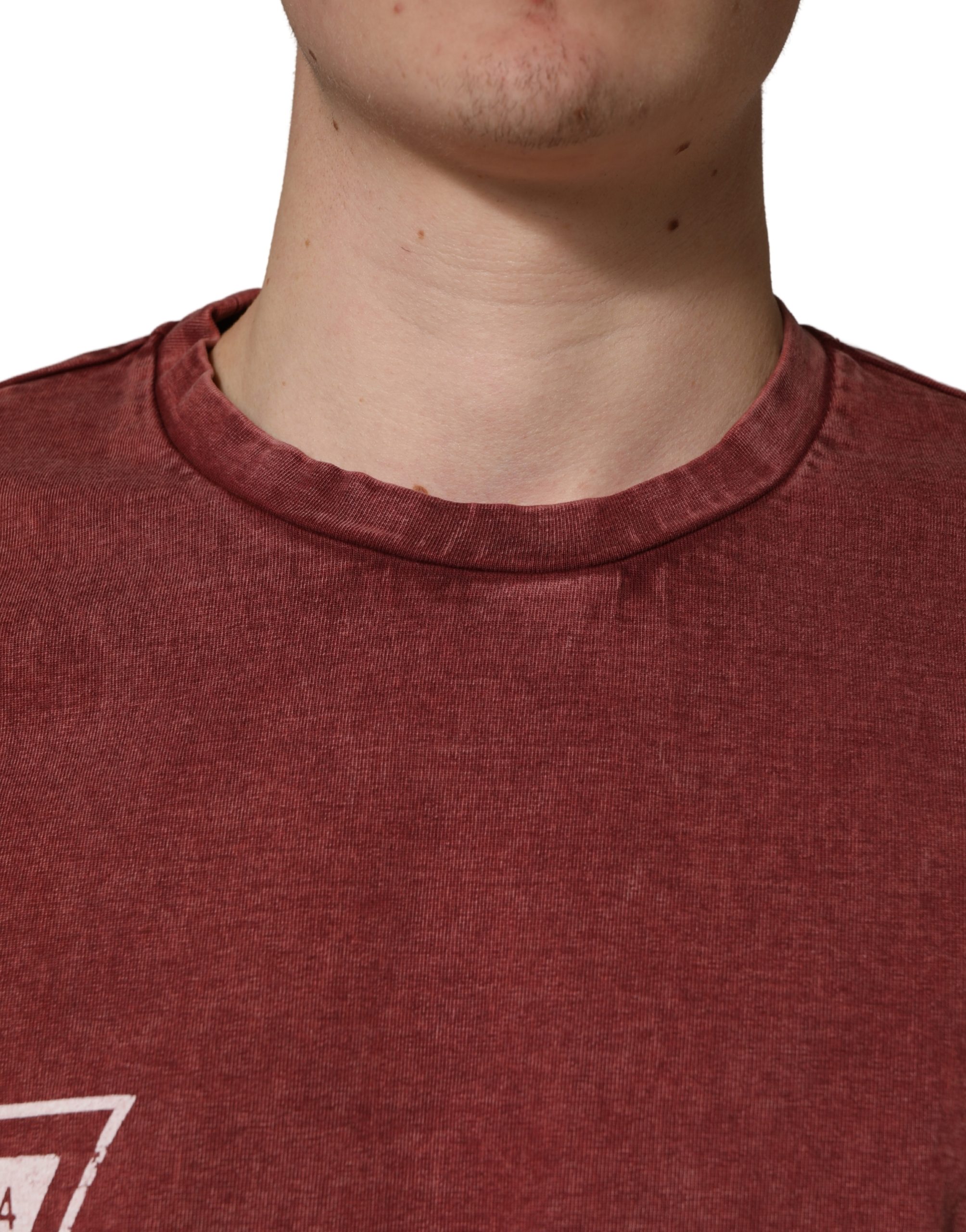 Dolce & Gabbana Maroon Print Round Neck Short Sleeve T-shirt - Image 5